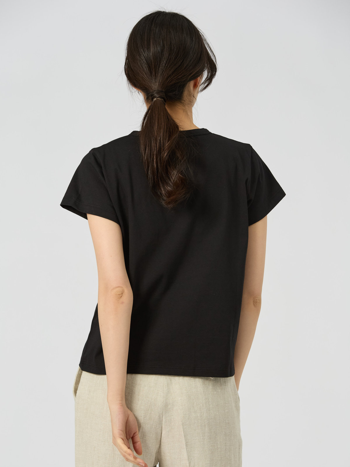 FEMME ウィメンズ アイコニック コットン 半袖 Tシャツ ”Point d'ironie” ブラック