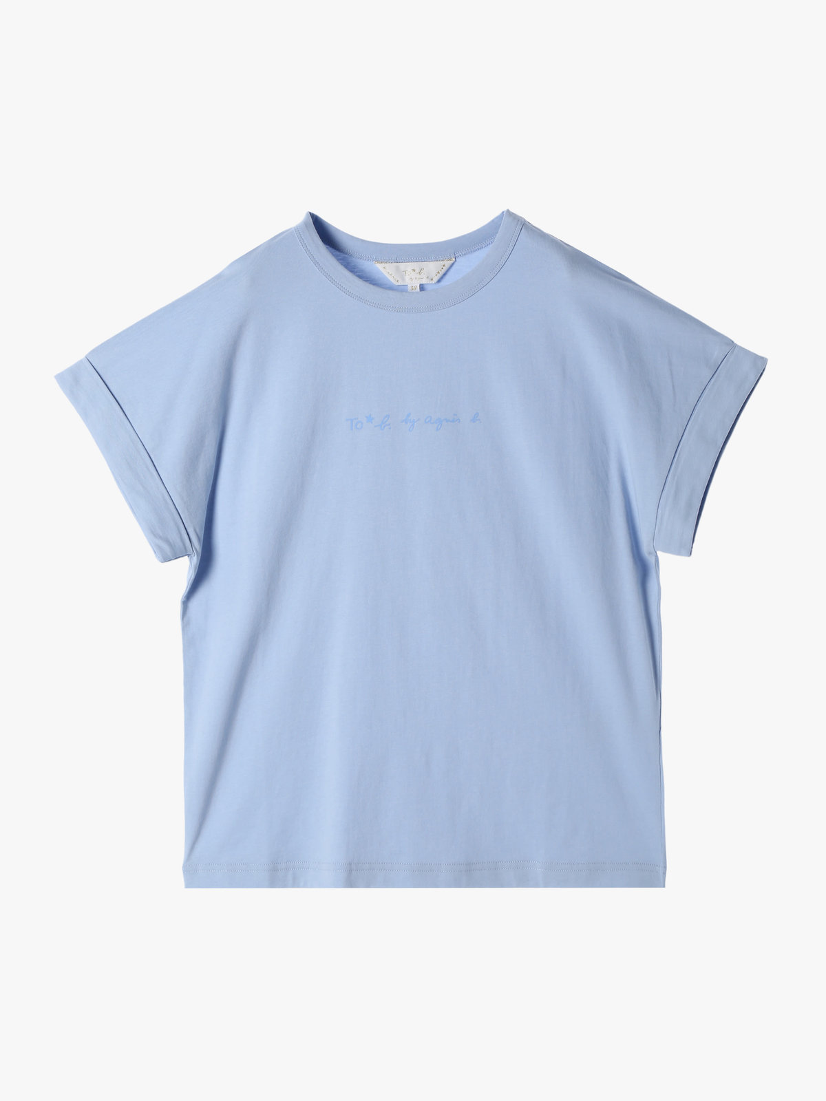 To b. by agnès b. 【Outlet】ロゴ プリント コットン マカロン Tシャツ ライトブルー