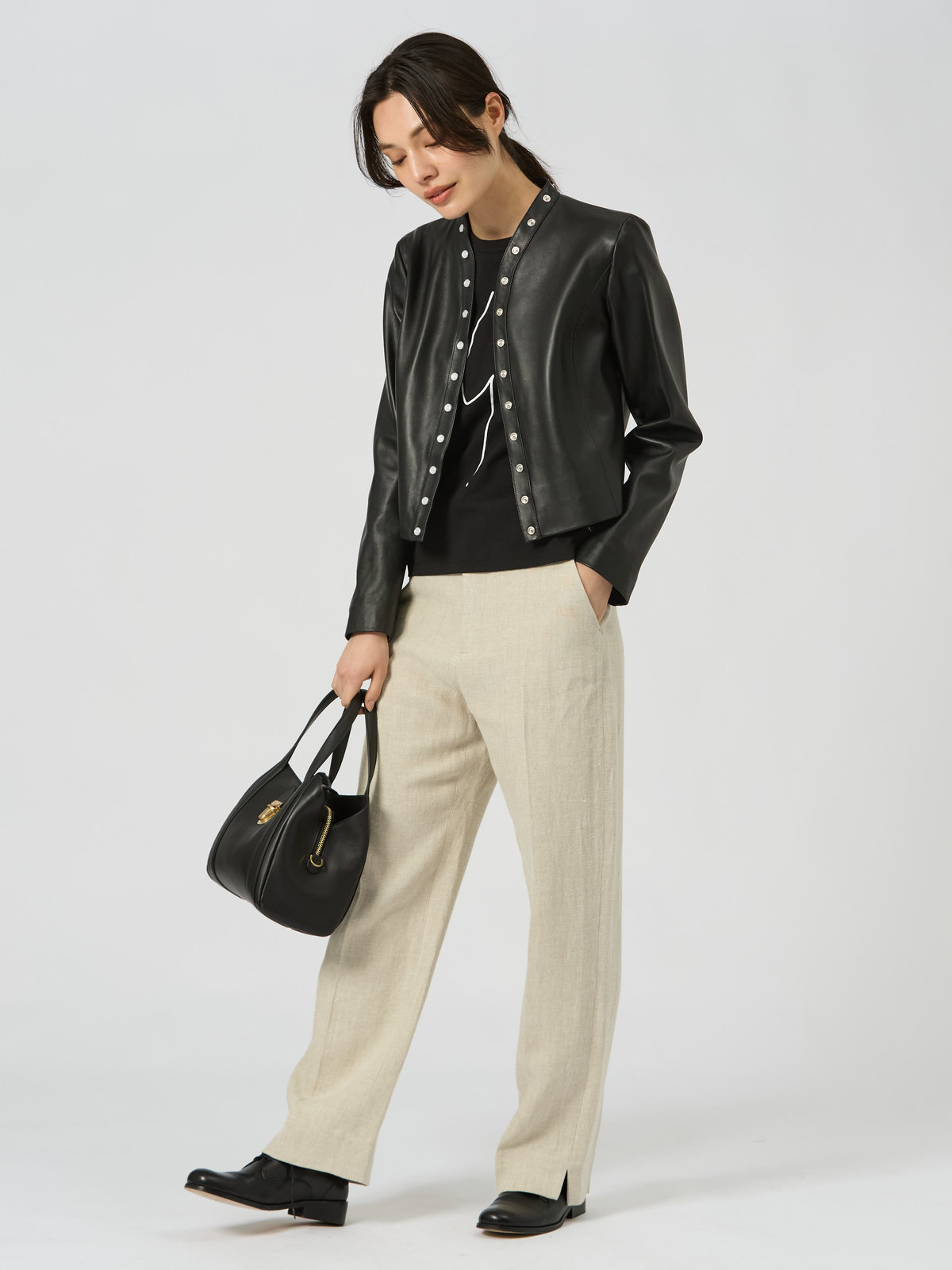 FEMME ウィメンズ アイコニック コットン 半袖 Tシャツ ”Point d'ironie” ブラック