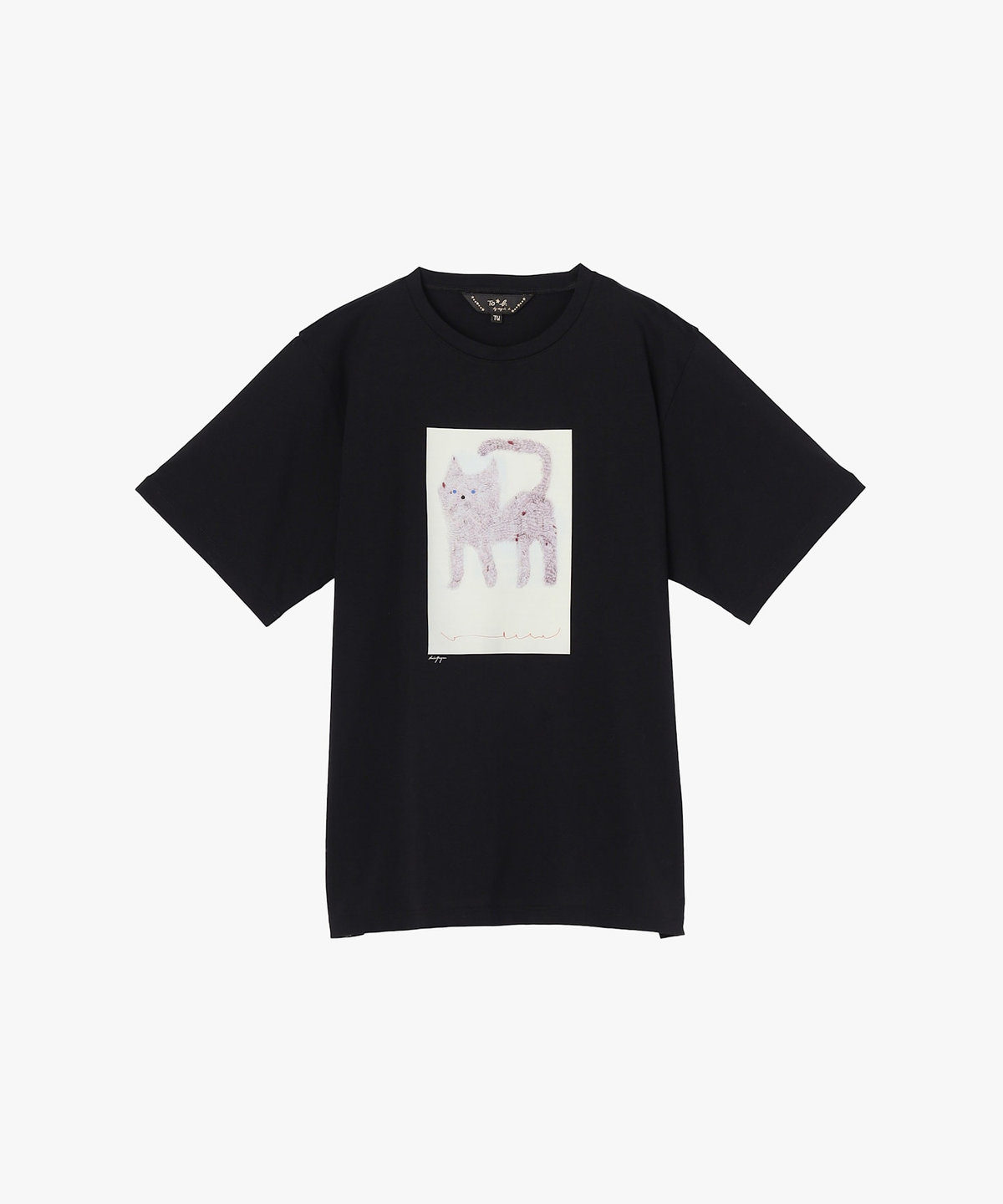 To b. by agnès b. Cat T オーガニックコットン 半袖 アーティストTシャツ ブラック