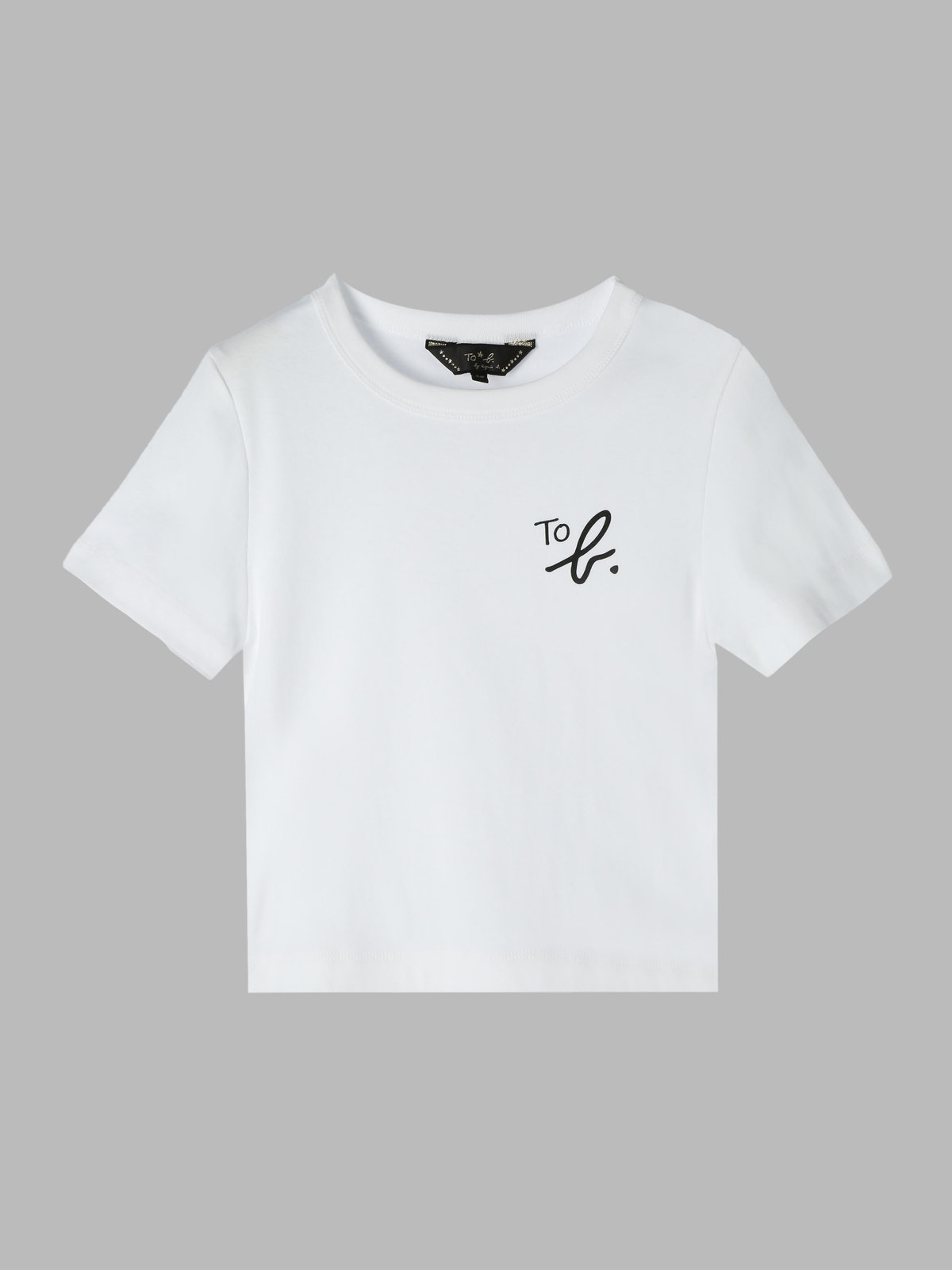 To b. by agnès b. "To b."ロゴ コットン 半袖 クロップド Tシャツ ホワイト