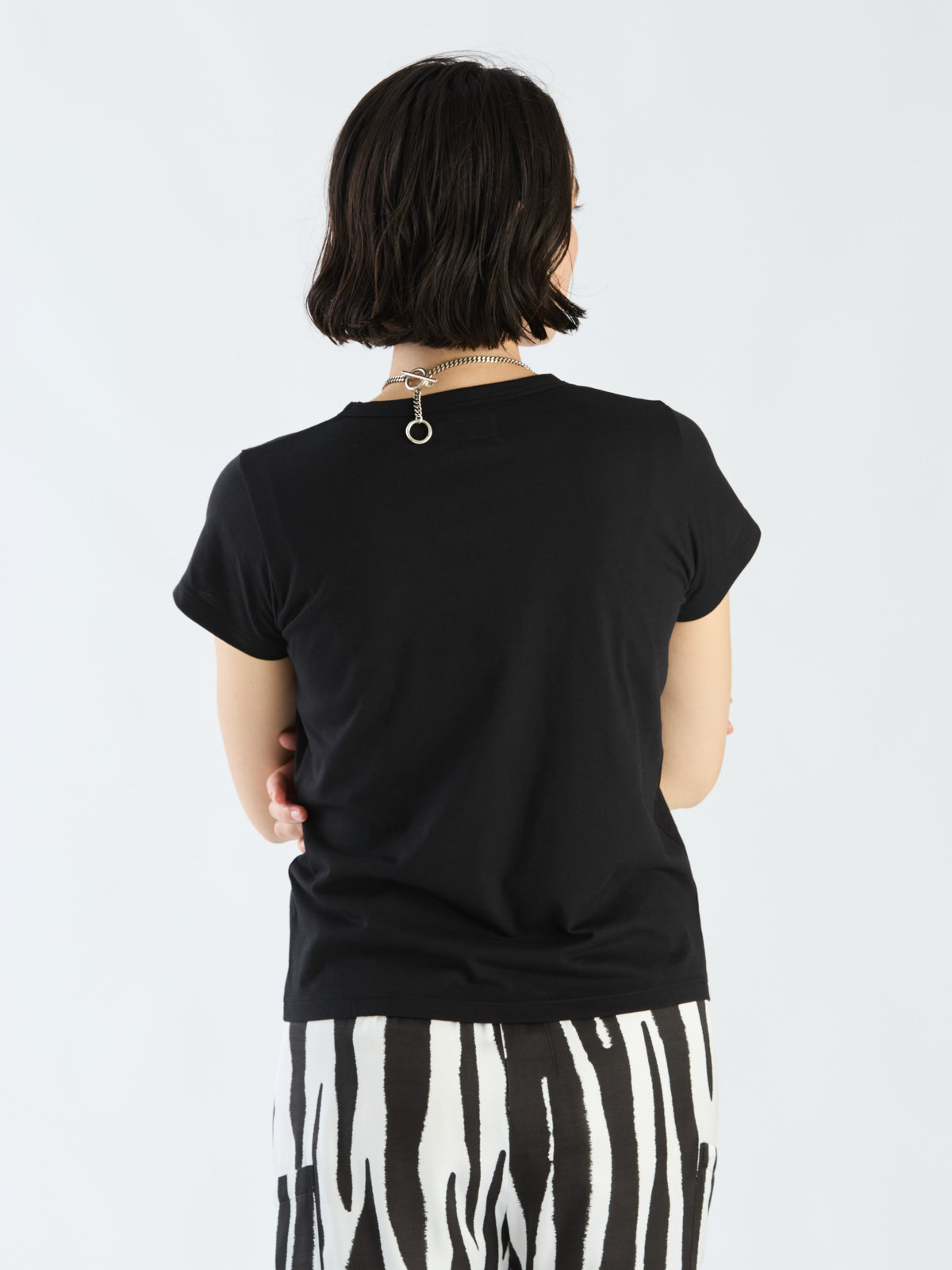 FEMME ウィメンズ アイコニック コットン 半袖 Tシャツ ”Point d'ironie” ブラック