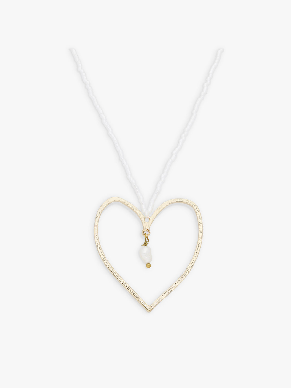 FEMME ウィメンズ ハートモチーフ 淡水パール ガラスビーズ ネックレス ”Lexie” ゴールド