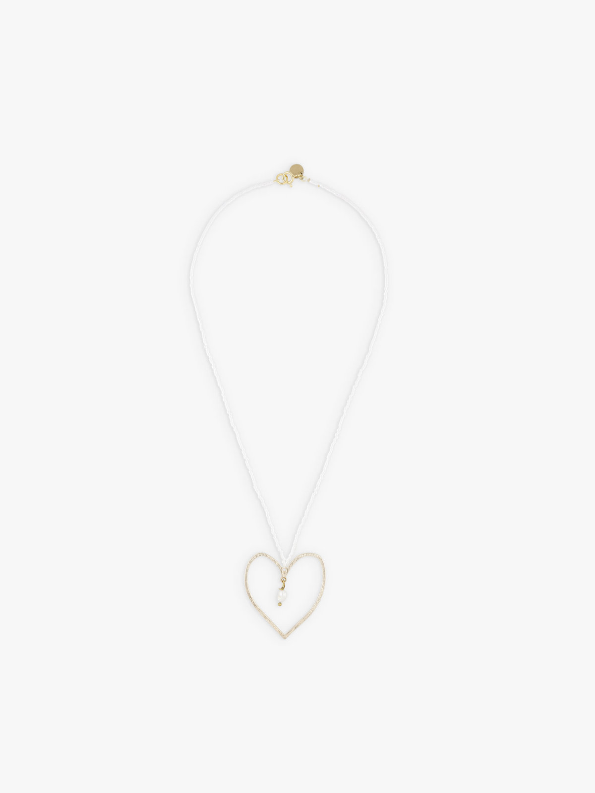 FEMME ウィメンズ ハートモチーフ 淡水パール ガラスビーズ ネックレス ”Lexie” ゴールド