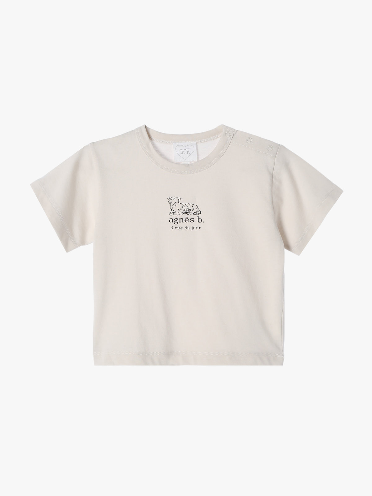ENFANT ベビー ベビー ロゴ コットン 半袖 Tシャツ Agneau ベージュ