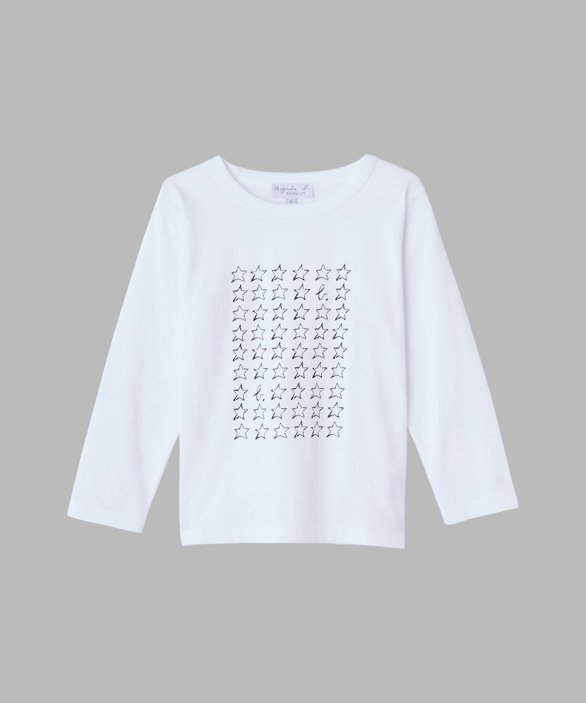 ENFANT ユニセックス キッズ "b." ロゴ コットン 長袖 Tシャツ "Etoile" ホワイト
