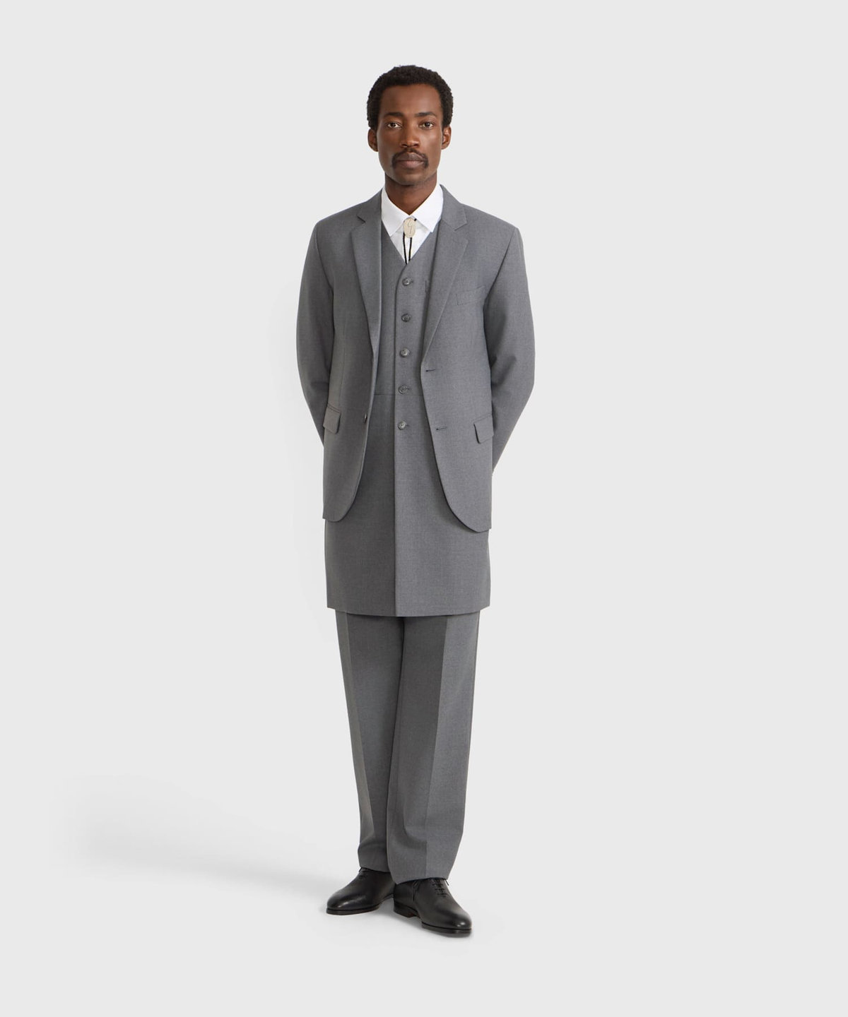 HOMME メンズ メンズ ウール ロングジレ "Lee" グレー