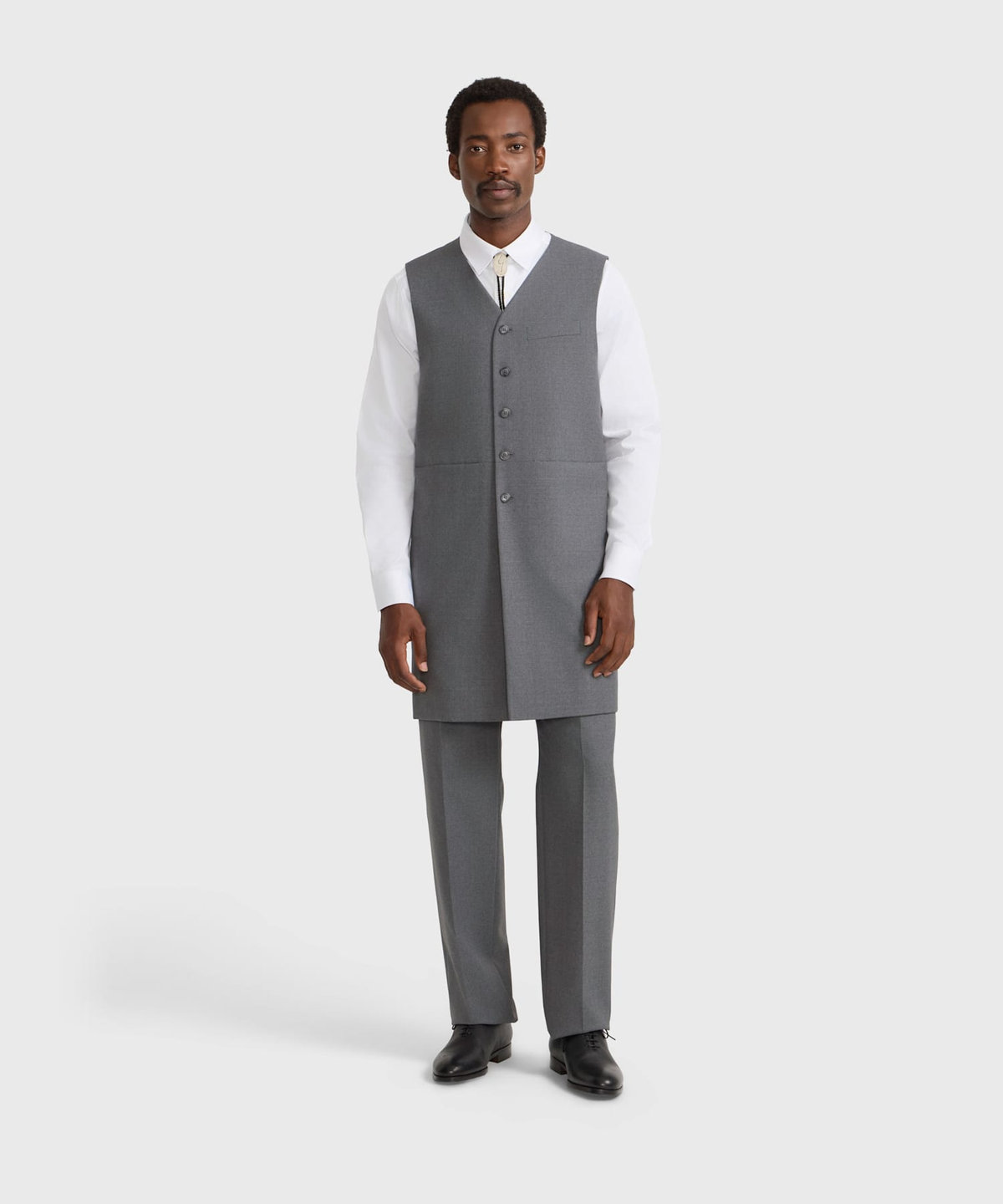 HOMME メンズ メンズ ウール ロングジレ "Lee" グレー