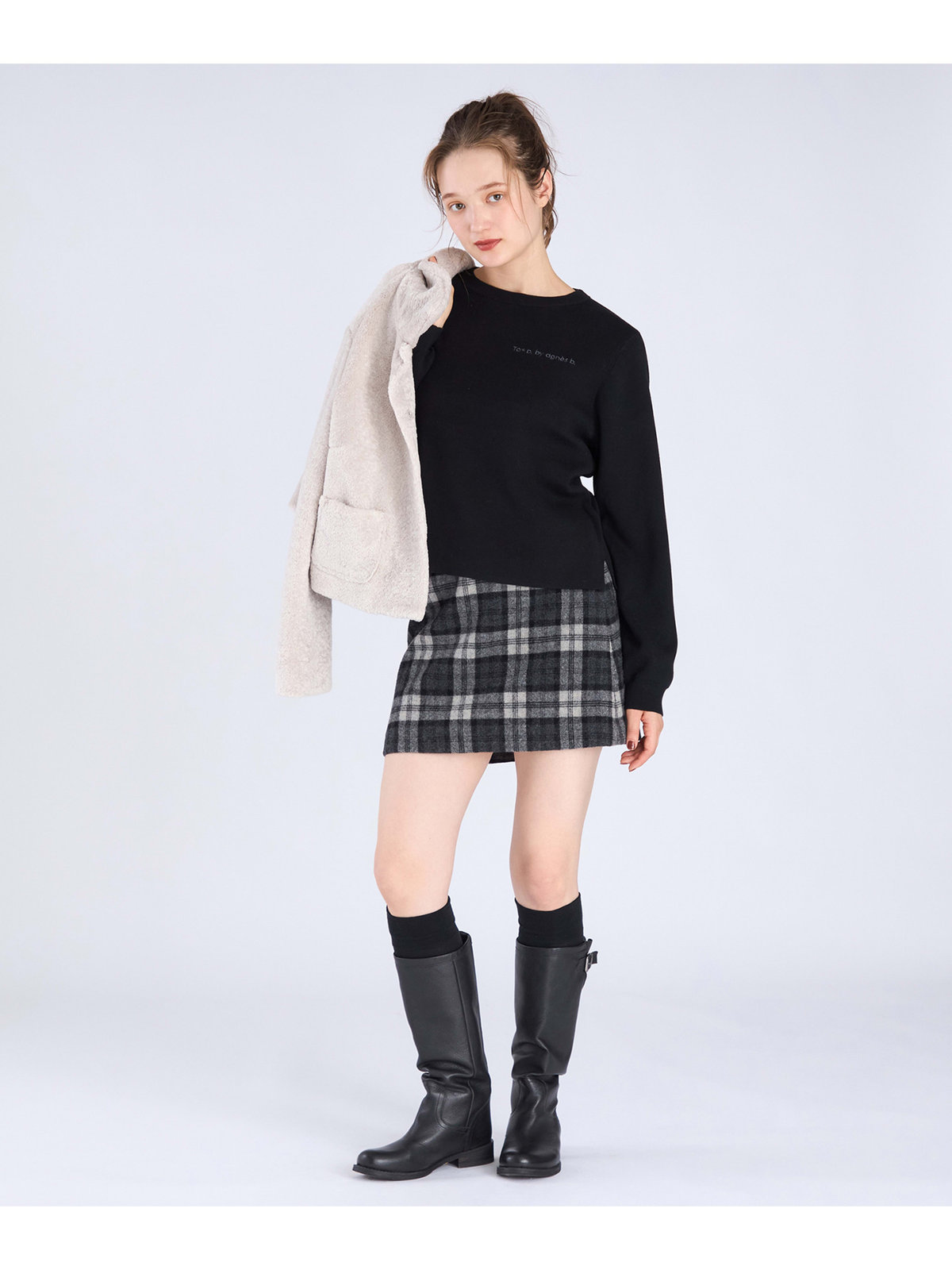 To b. by agnès b. 【Outlet】トラディショナル コットン ニット プルオーバー ブラック