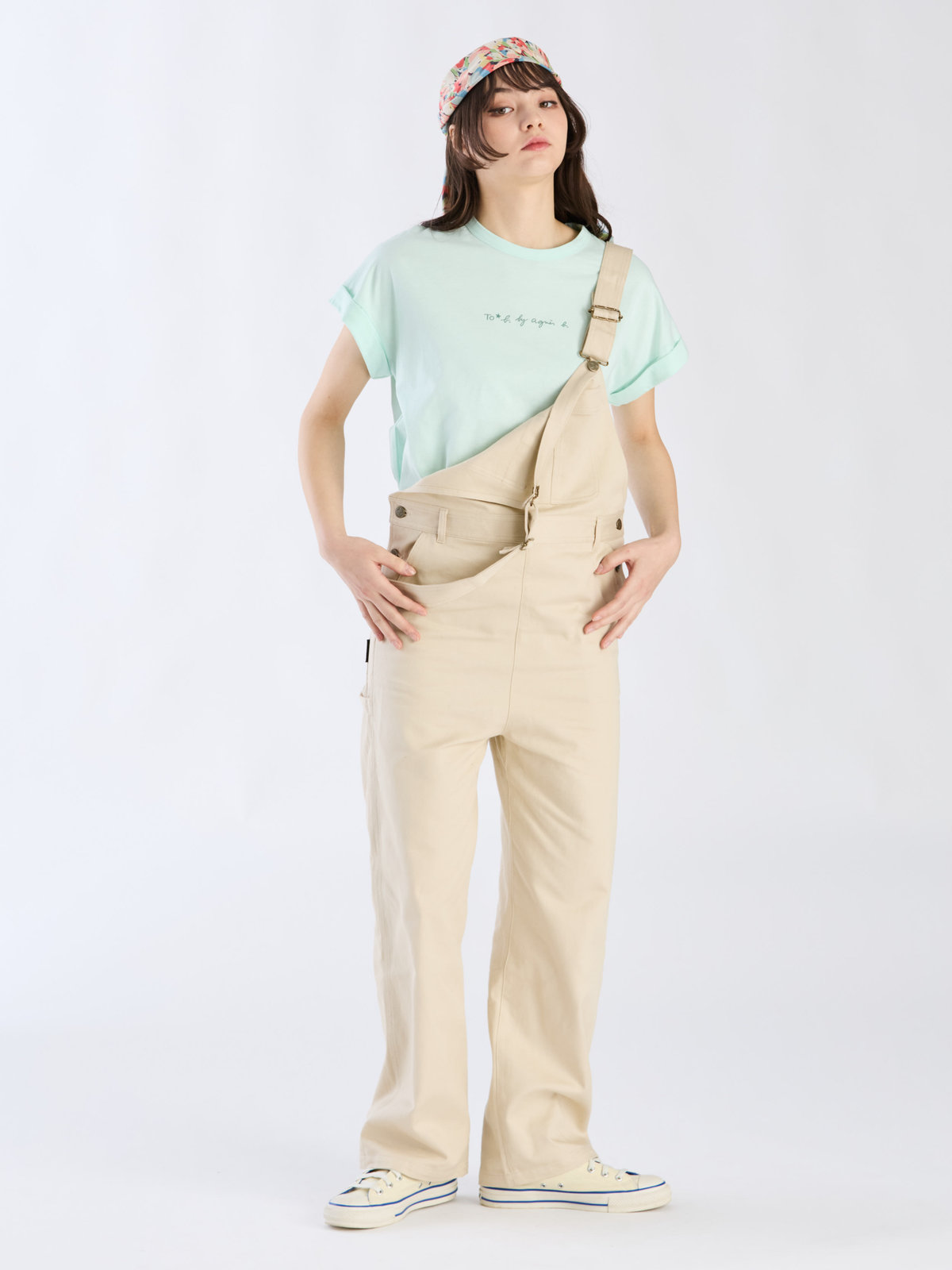 To b. by agnès b. 【Outlet】ロゴ プリント コットン マカロン Tシャツ グリーン