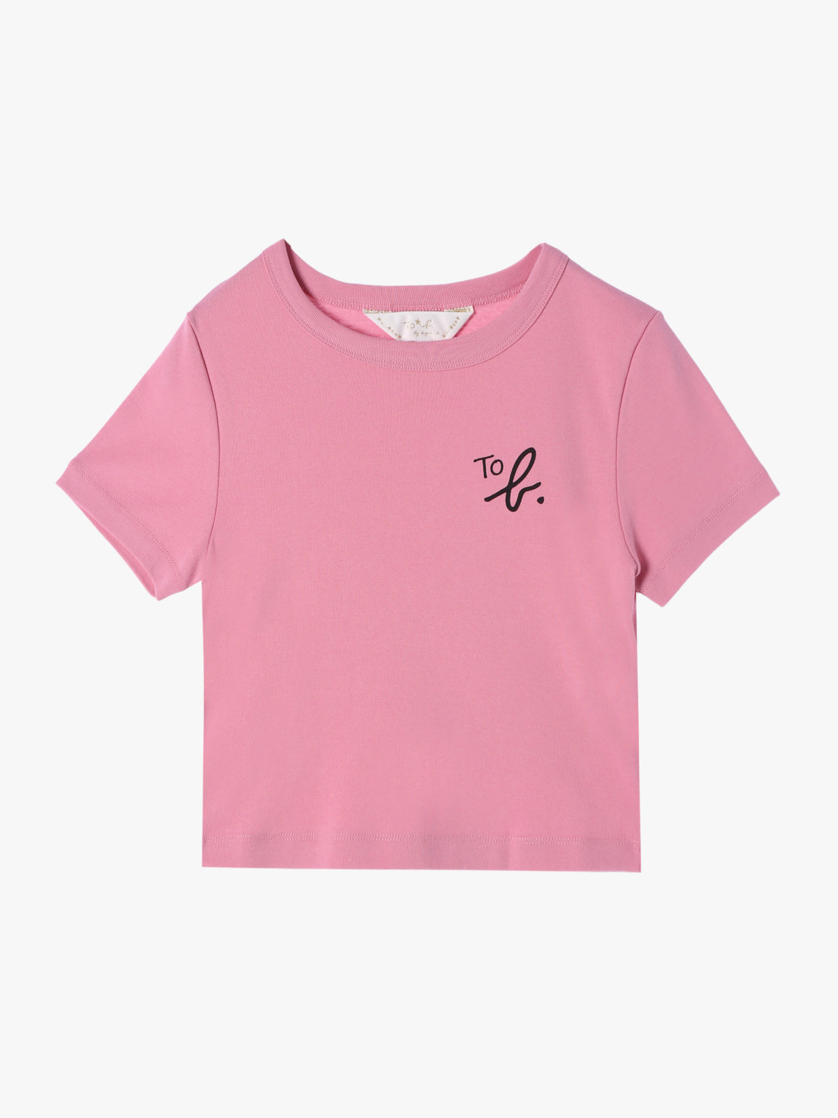 To b. by agnès b. 【Outlet】"To b."ロゴ コットン 半袖 クロップド Tシャツ ピンク
