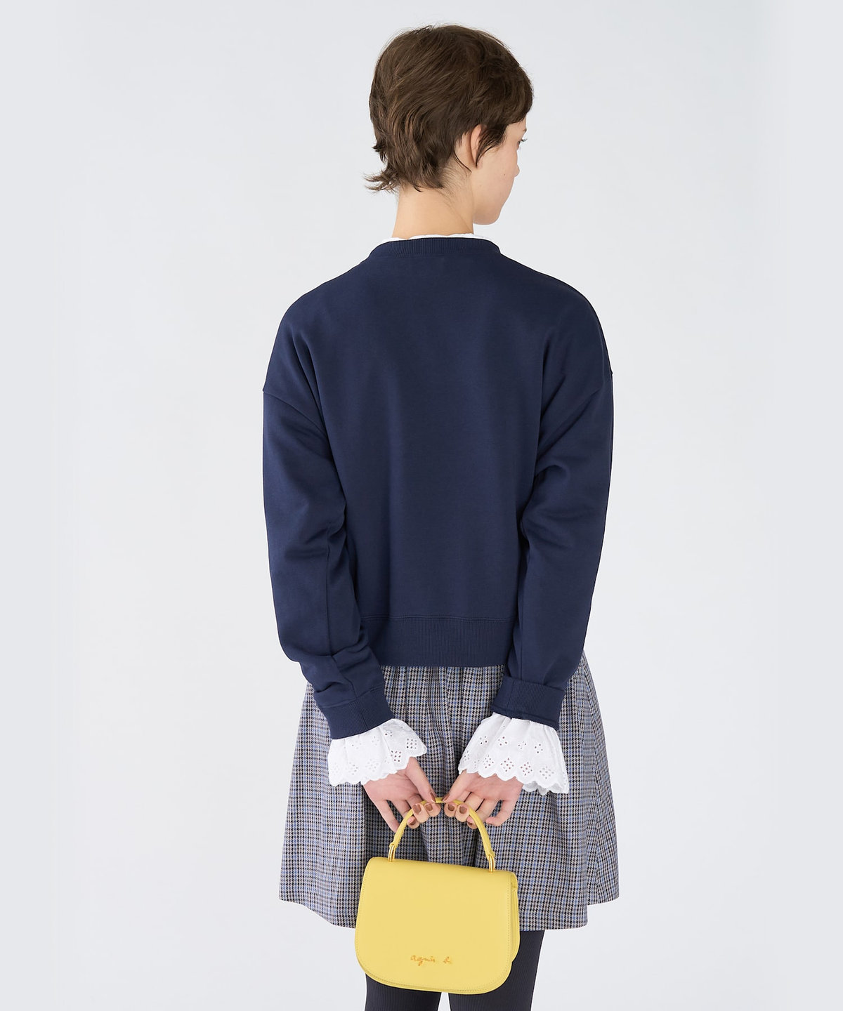 To b. by agnès b. ロゴ刺繍 コットン スウェット ネイビー
