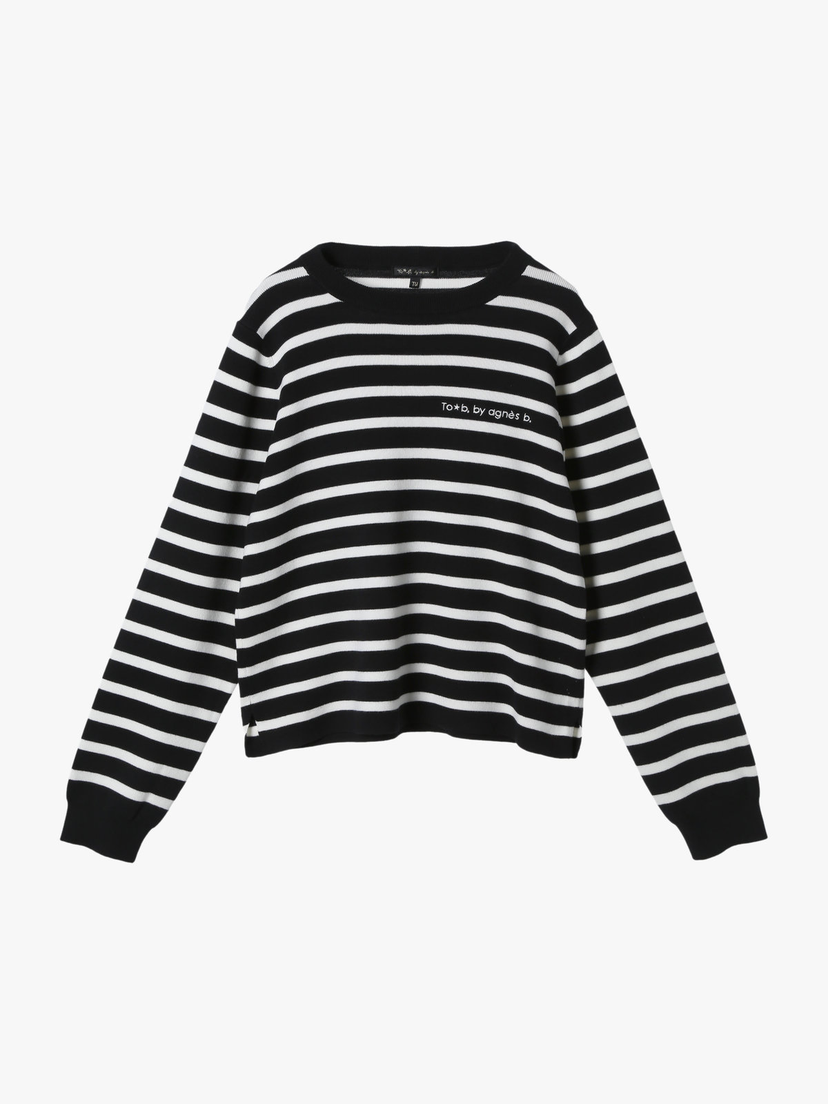 To b. by agnès b. 【Outlet】トラディショナル コットン ニット プルオーバー ブラック×ホワイト