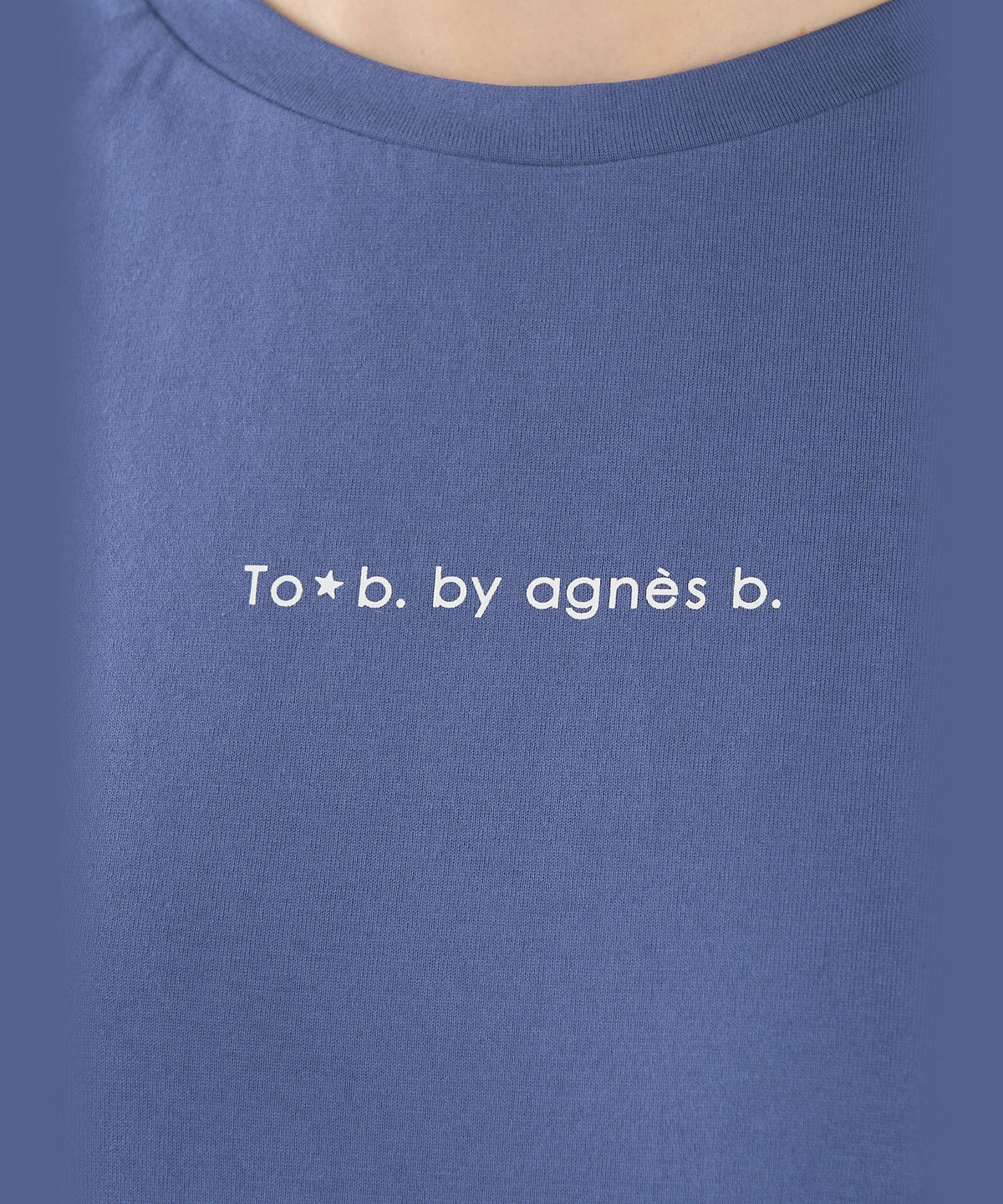 To b. by agnès b. ロゴ プリント コットン 半袖 ロング ワンピース ブルー