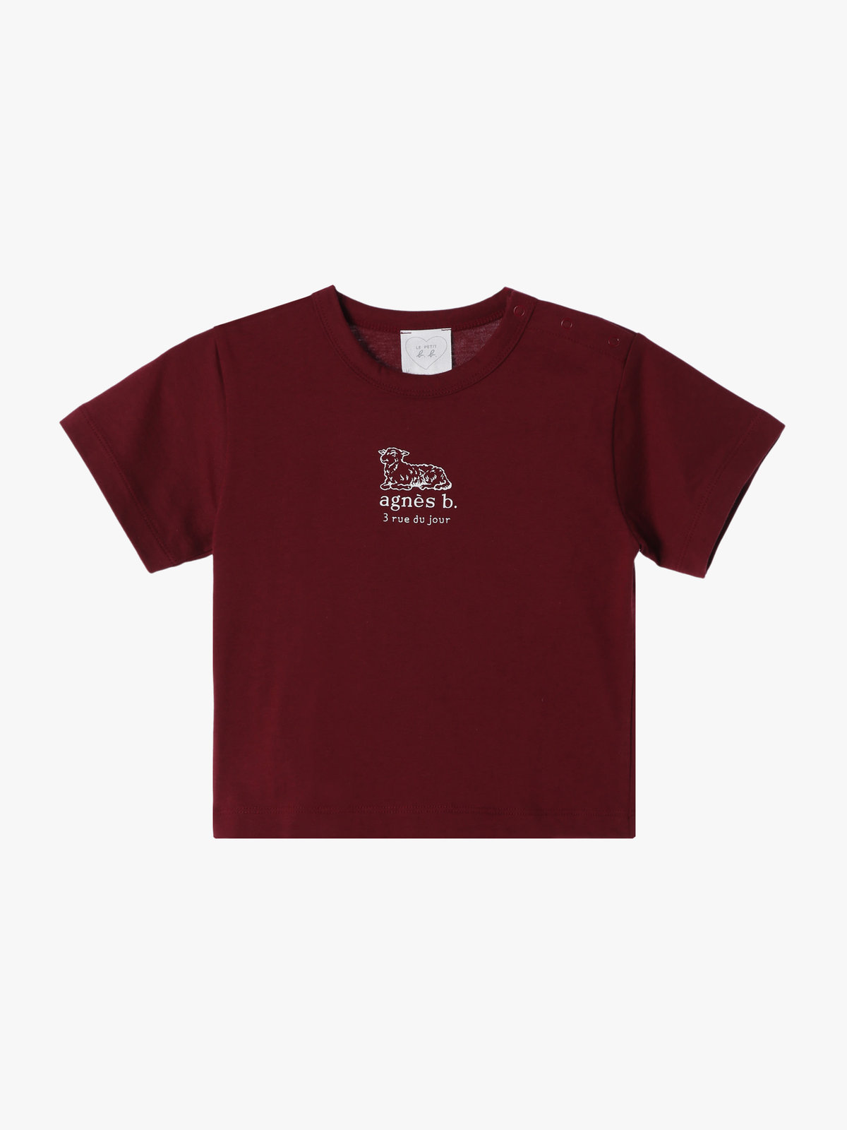 ENFANT ベビー ベビー ロゴ コットン 半袖 Tシャツ Agneau ボルドー