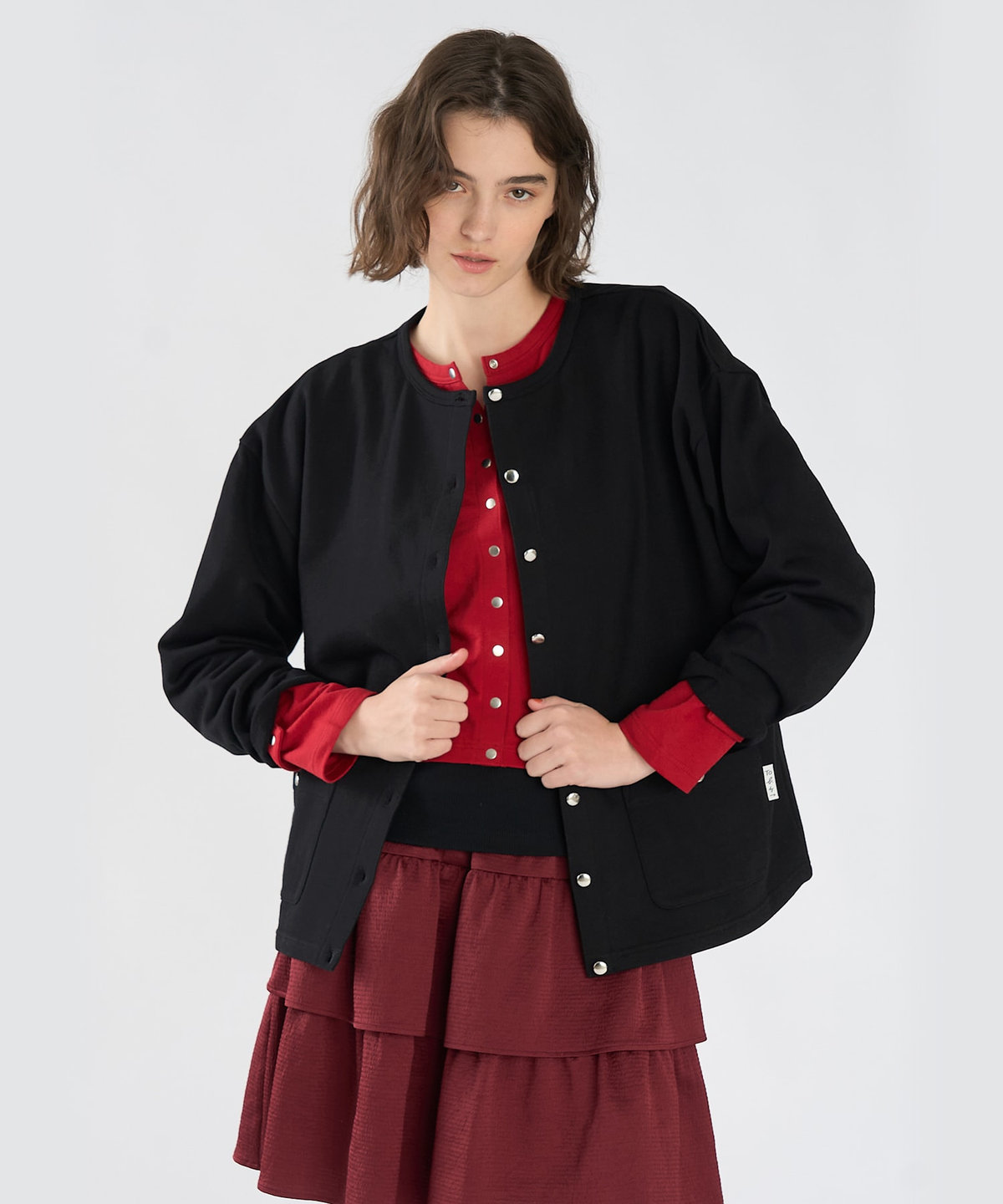 To b. by agnès b. To b. by agnes b.× green label relaxing コットン ビッグカーディガン ブラック