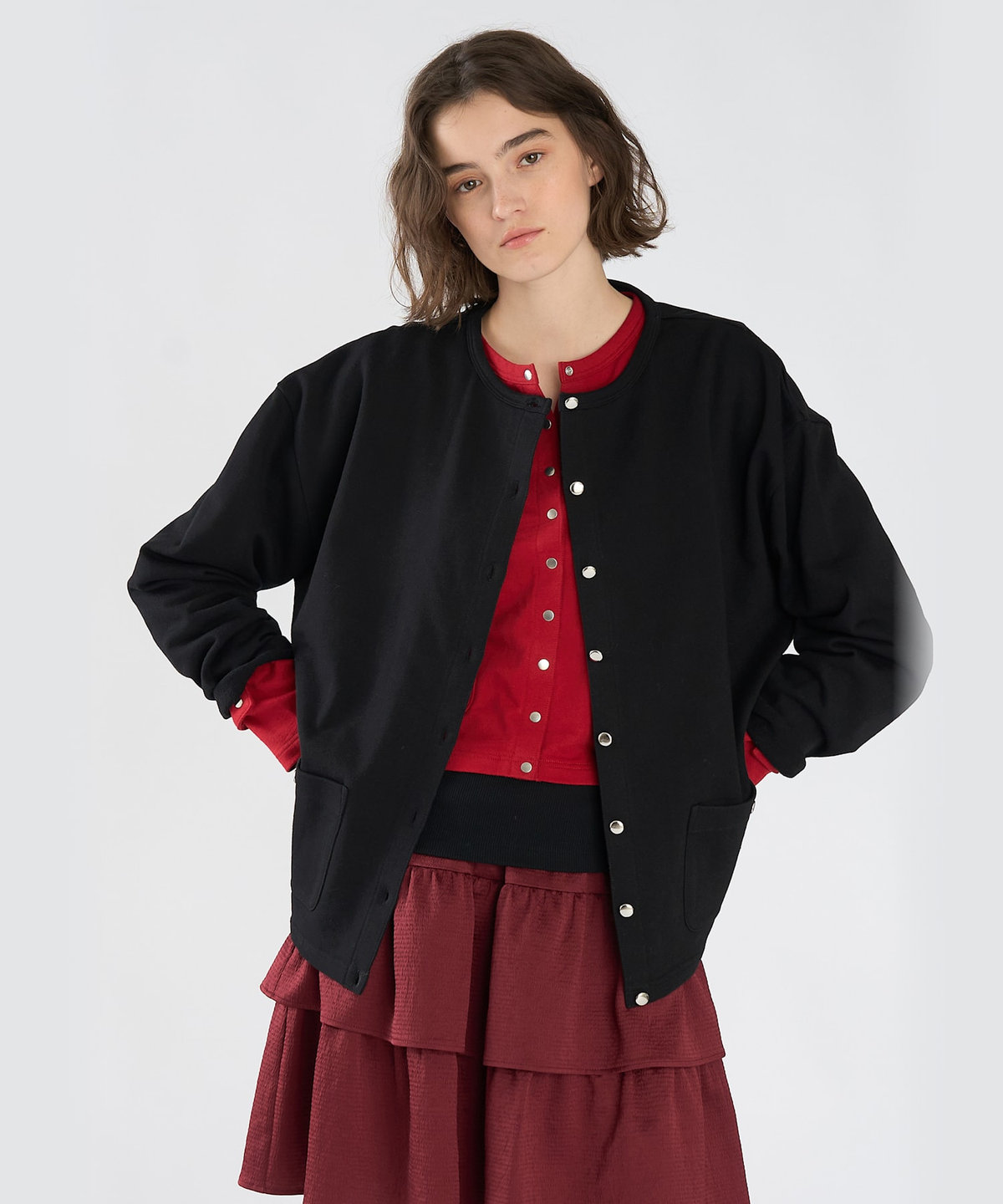 To b. by agnès b. To b. by agnes b.× green label relaxing コットン ビッグカーディガン ブラック