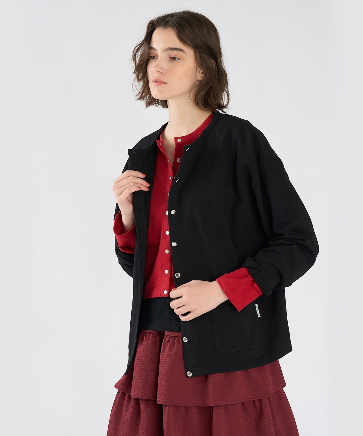 To b. by agnès b. To b. by agnes b.× green label relaxing コットン ビッグカーディガン ブラック
