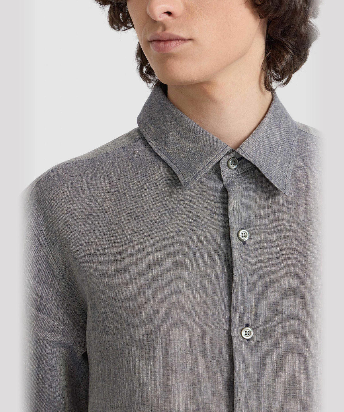 HOMME メンズ メンズ リネン 長袖 シャツ "Thomas" グレー