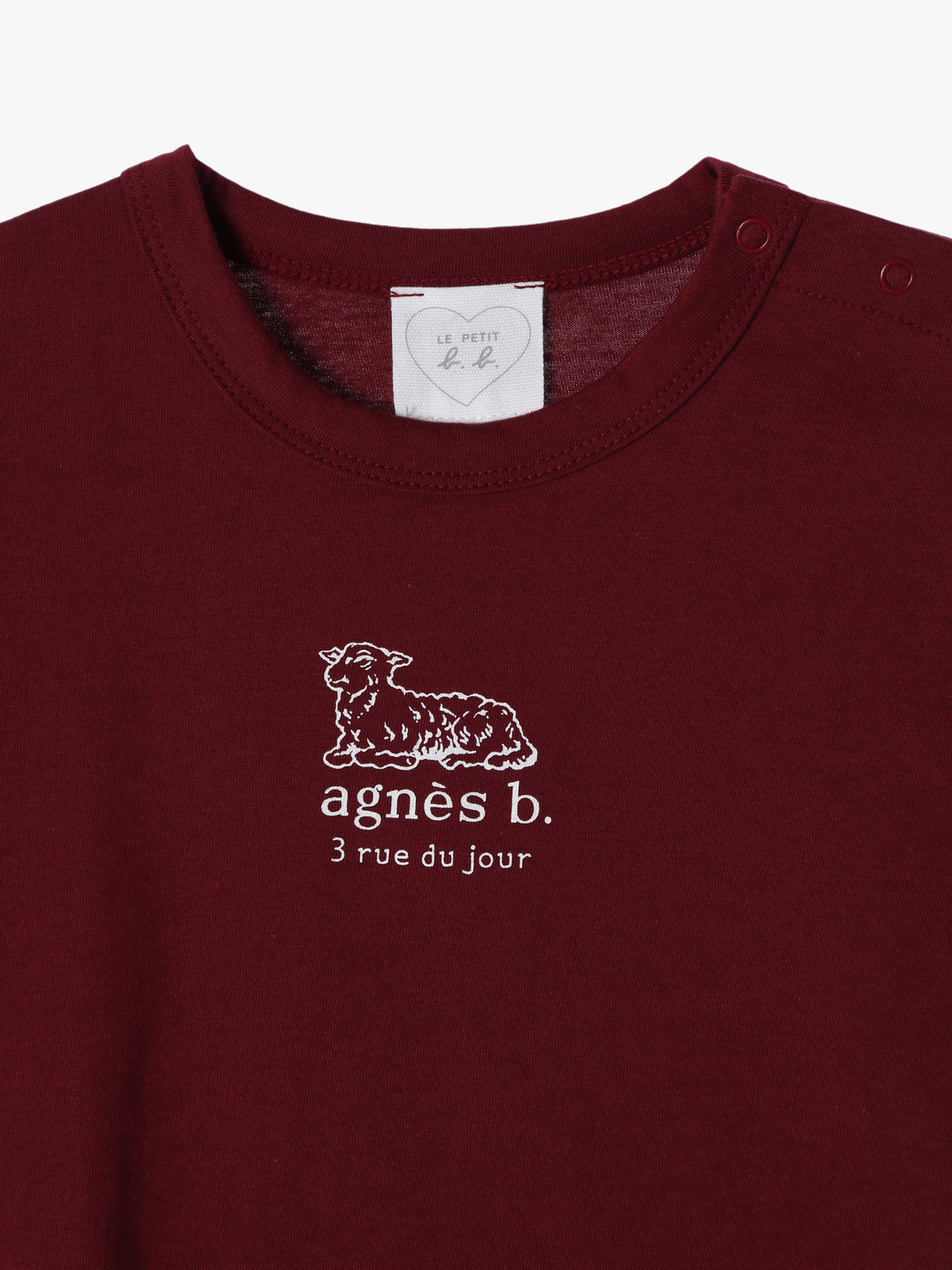 ENFANT ベビー ベビー ロゴ コットン 半袖 Tシャツ Agneau ボルドー