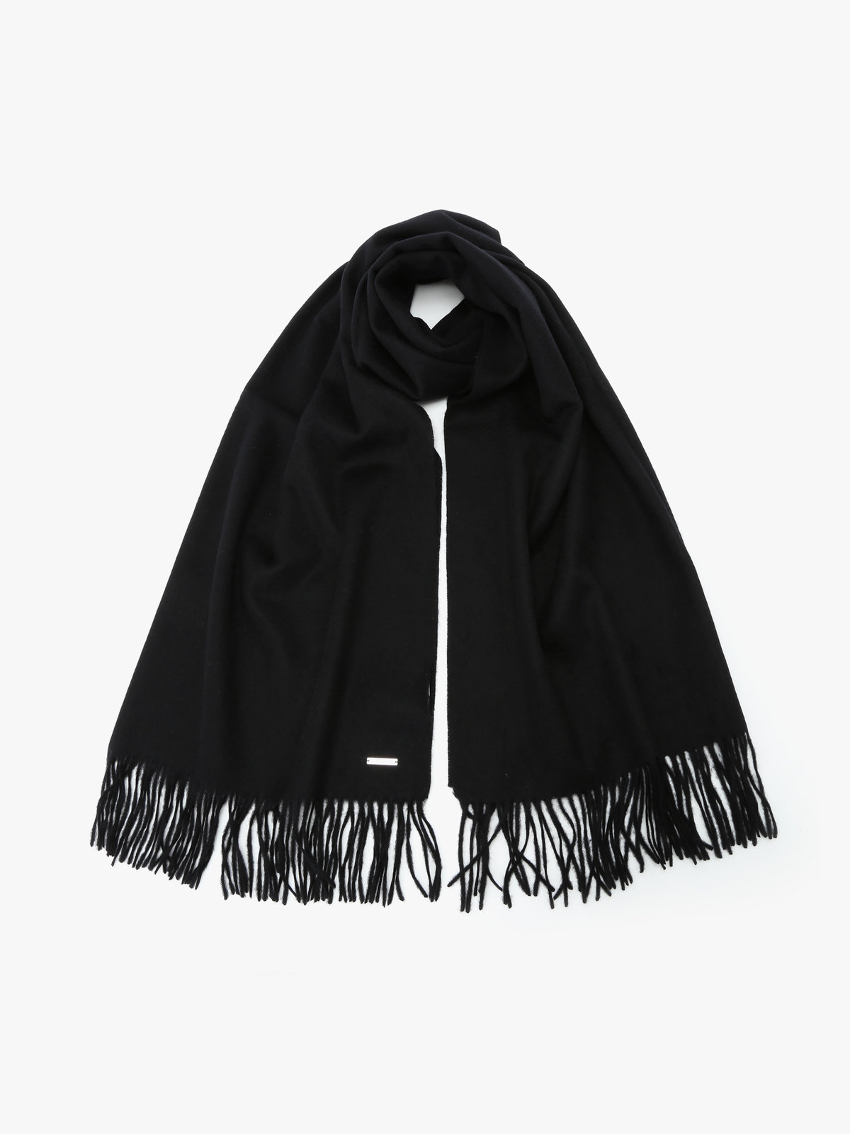 To b. by agnès b. 【Outlet】ロゴプレート カシミヤ ウール マフラー ブラック