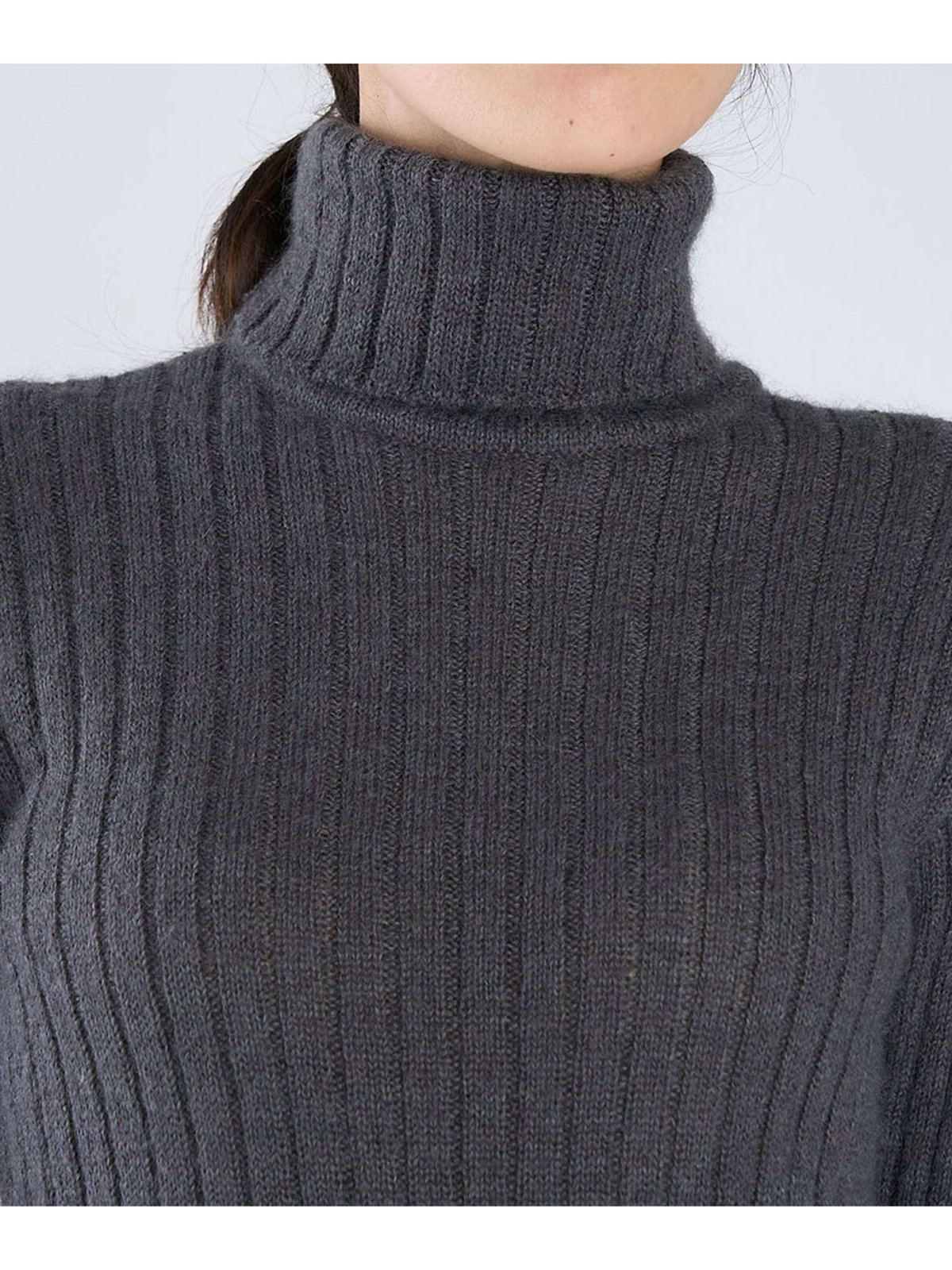 FEMME ウィメンズ 【Outlet】リブ タートルネック 長袖 ニット プルオーバー "Siberie" グレー