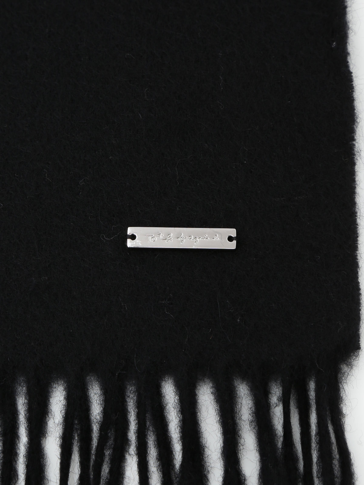 To b. by agnès b. 【Outlet】ロゴプレート カシミヤ ウール マフラー ブラック