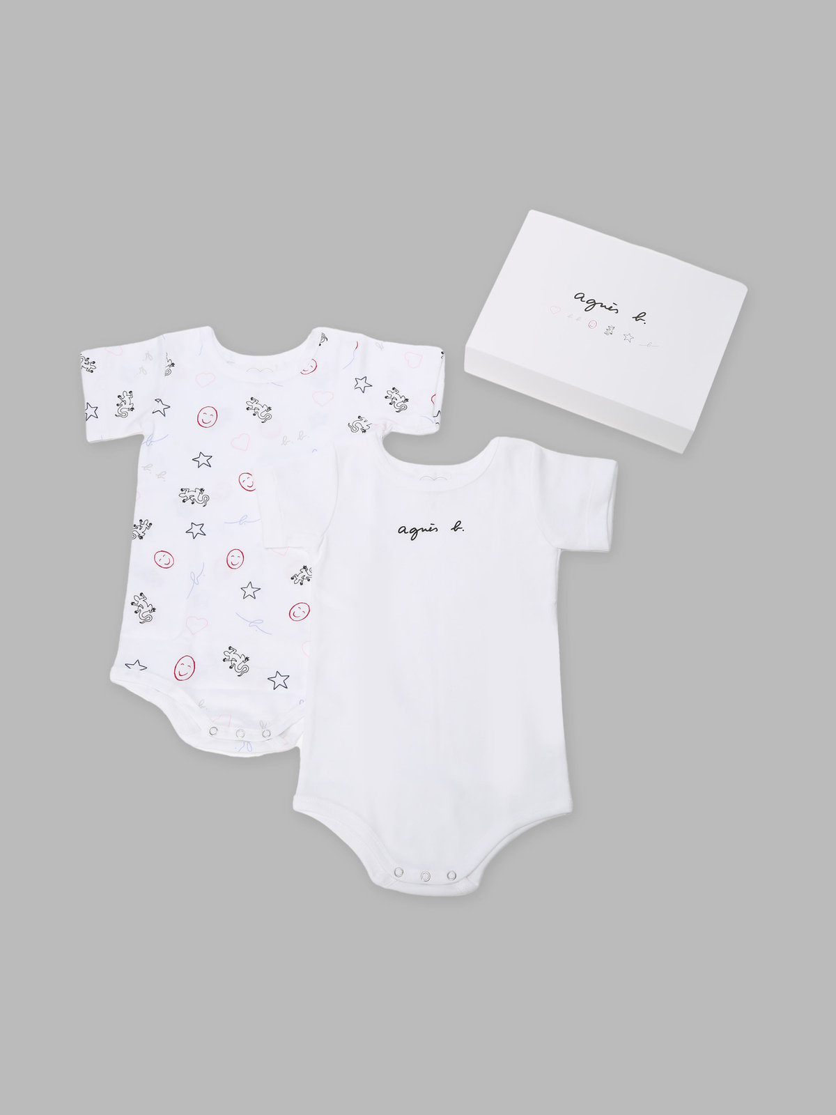 ENFANT ベビー ベビー コットン 半袖ボディ 2枚組 ホワイト