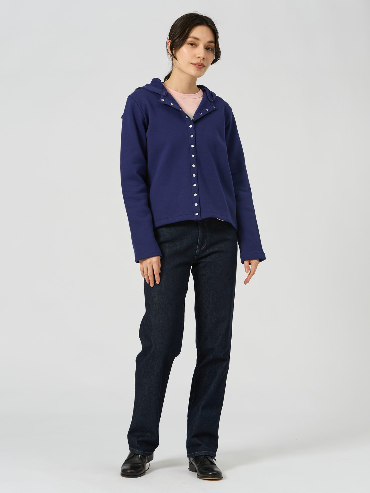 FEMME ウィメンズ コットン メルトン カーディガンプレッション ”Capuche” ネイビー