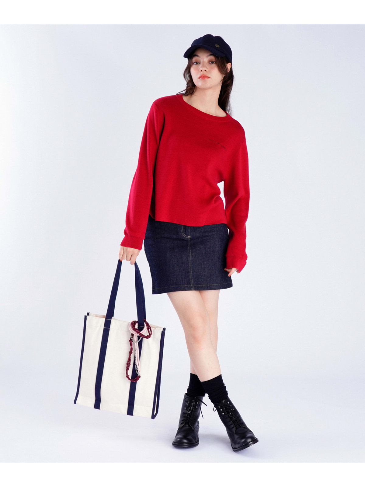 To b. by agnès b. 【Outlet】トラディショナル コットン ニット プルオーバー ボルドー