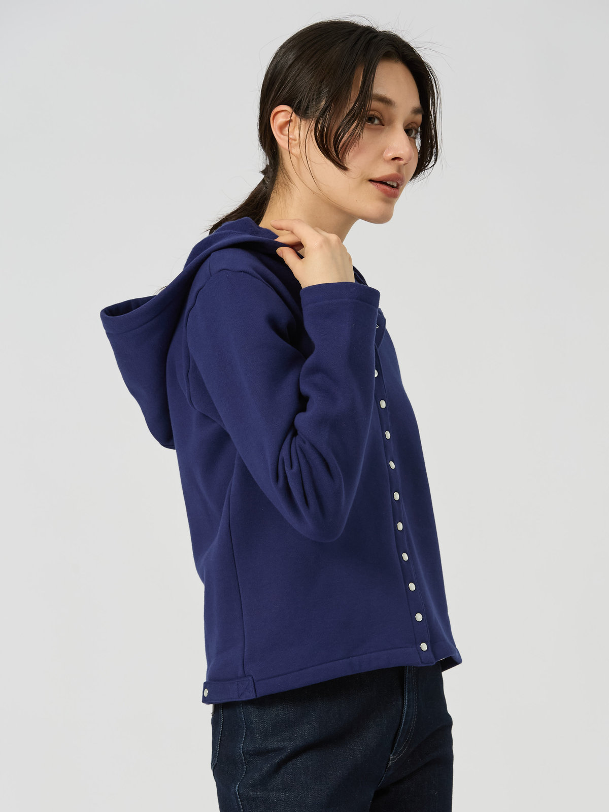 FEMME ウィメンズ コットン メルトン カーディガンプレッション ”Capuche” ネイビー