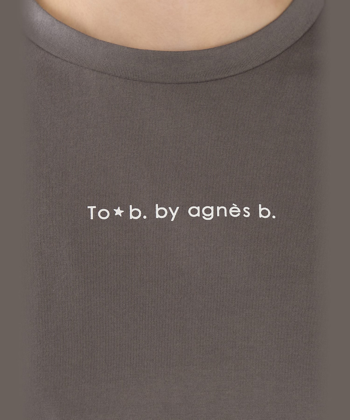 To b. by agnès b. ロゴ コットン フレンチスリーブ トップス グレー