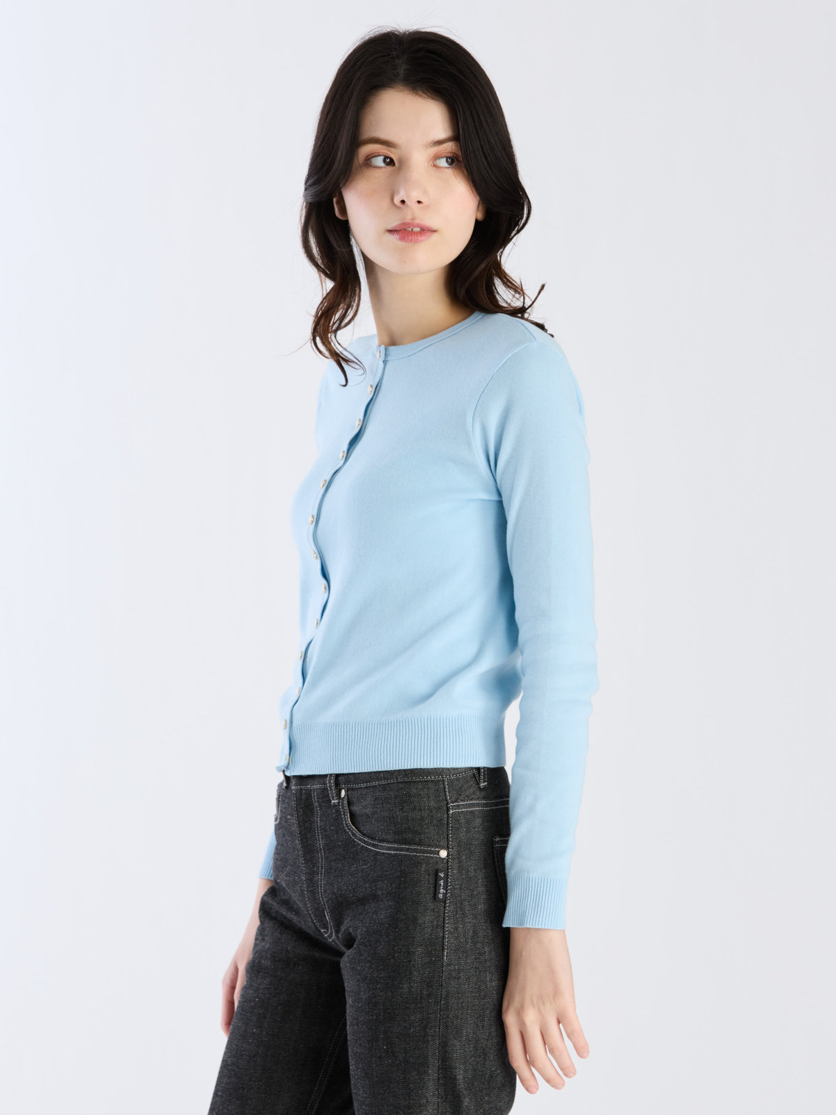 FEMME ウィメンズ 【Outlet】コットン ニット 長袖 カーディガンプレッション ”Swing Nacre” ブルー系その他