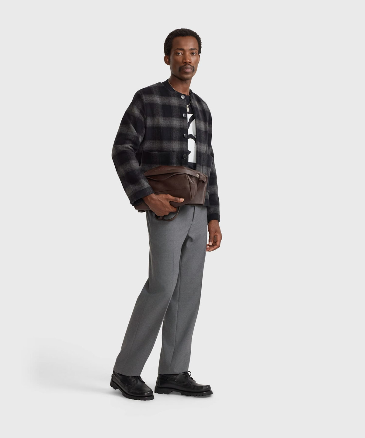 HOMME メンズ メンズ ウール スリムパンツ グレー