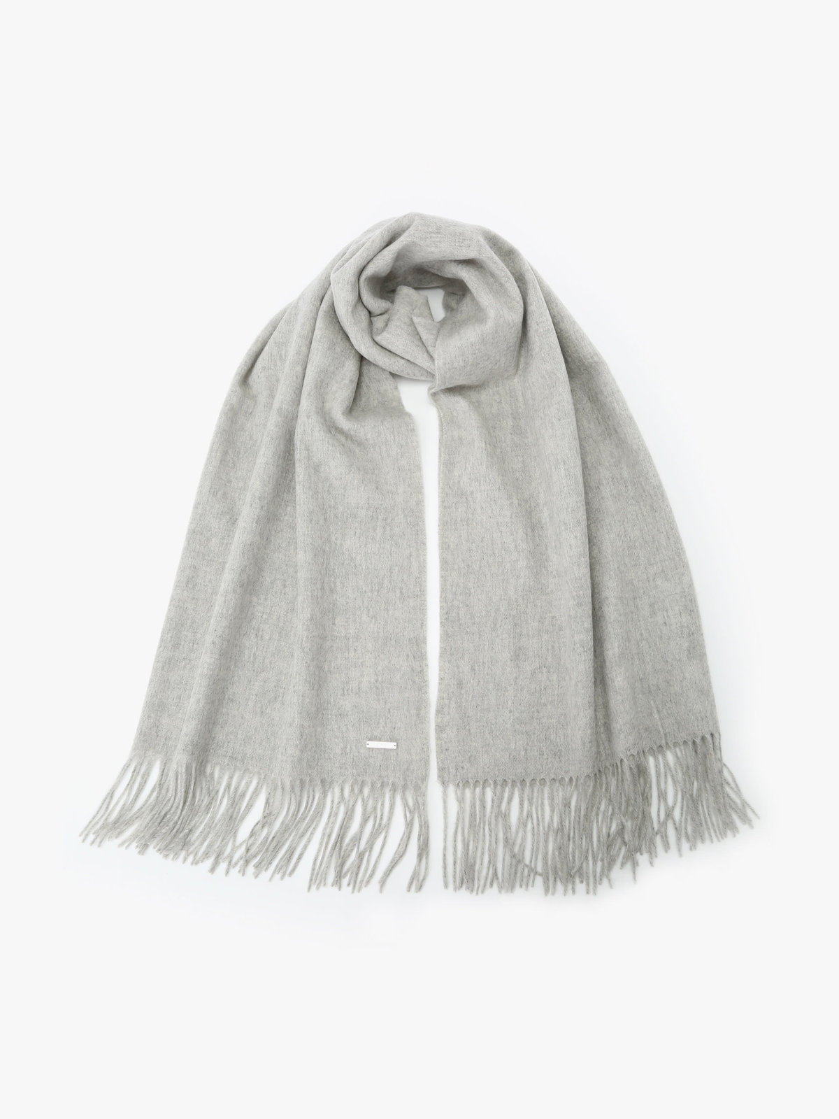 To b. by agnès b. 【Outlet】ロゴプレート カシミヤ ウール マフラー ライトグレー