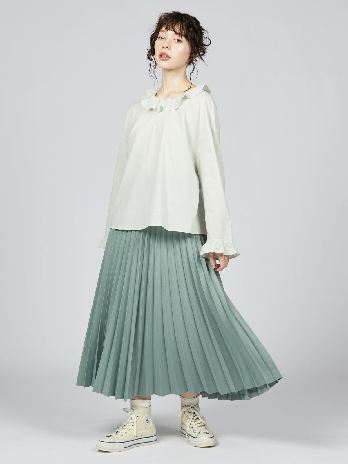 To b. by agnès b. 【Outlet】ピエロカラーブラウス グリーン