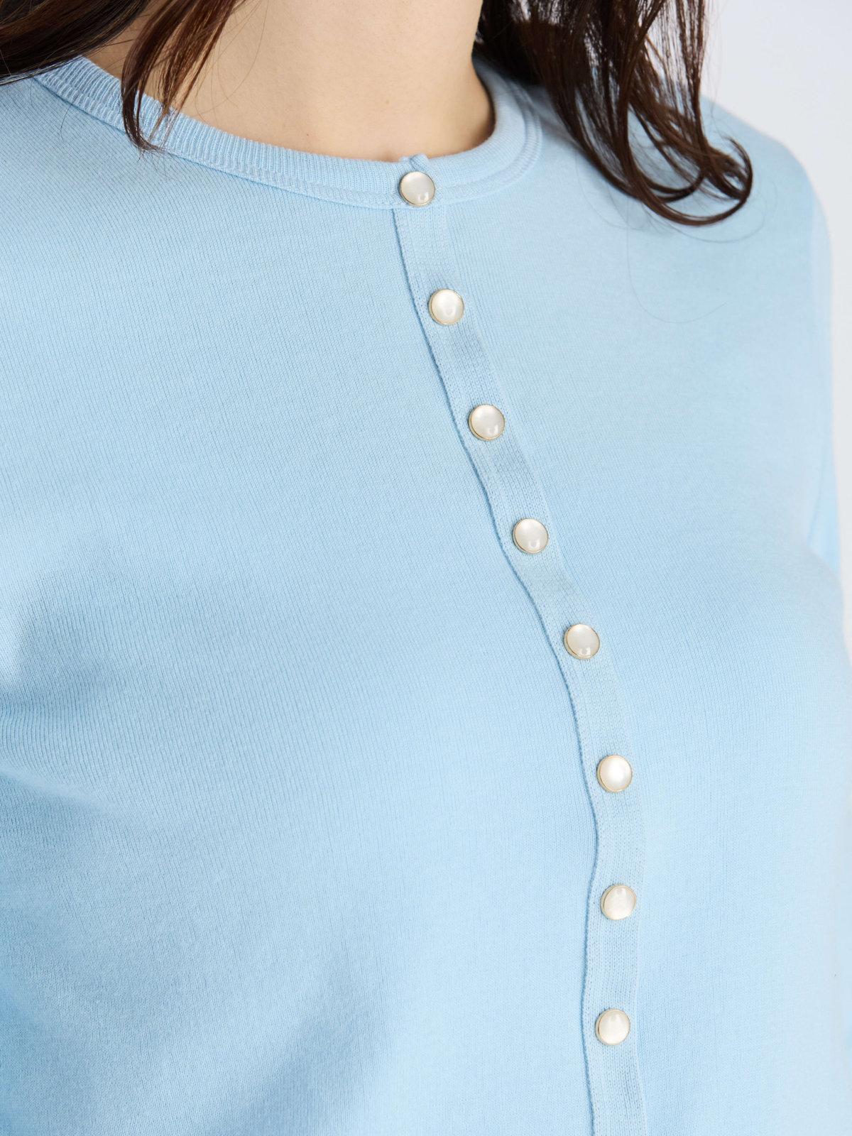 FEMME ウィメンズ 【Outlet】コットン ニット 長袖 カーディガンプレッション ”Swing Nacre” ブルー系その他