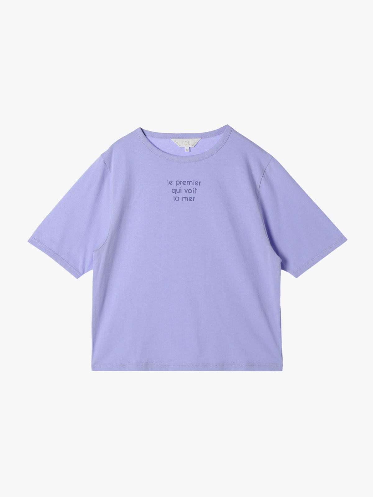 To b. by agnès b. 【Outlet】メッセージ プリント 半袖 Tシャツ "Le premier qui voit la mer" パープル