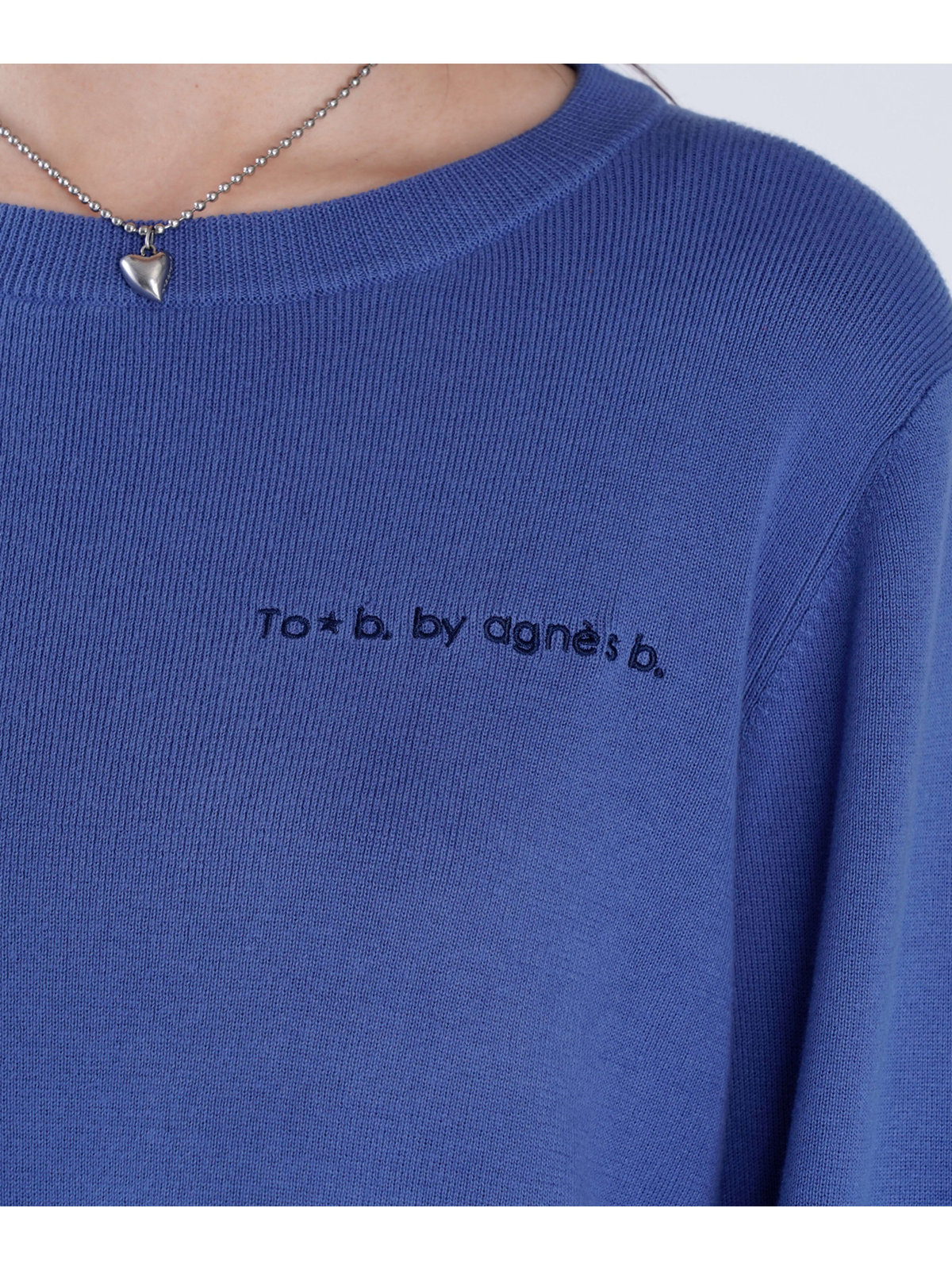 To b. by agnès b. 【Outlet】トラディショナル コットン ニット プルオーバー ブルー
