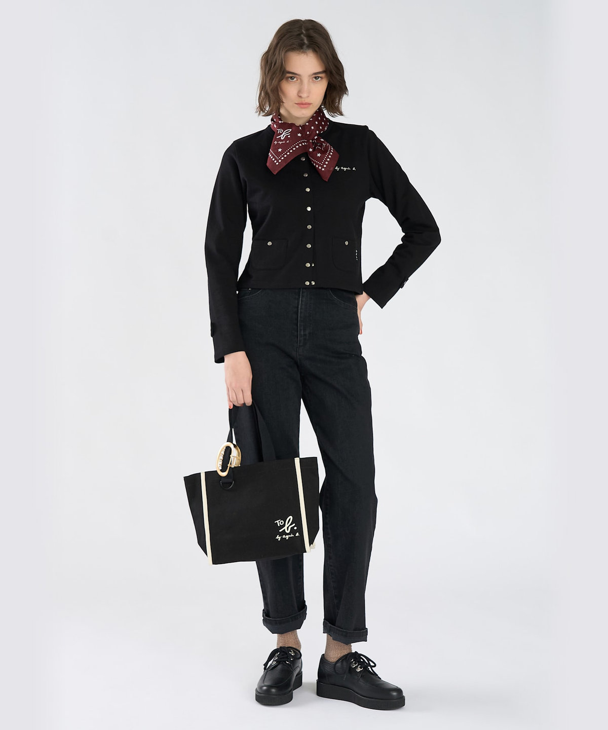 To b. by agnès b. To b. by agnes b.× green label relaxing オーガニックコットン ニュートラディショナルカーディガン ブラック