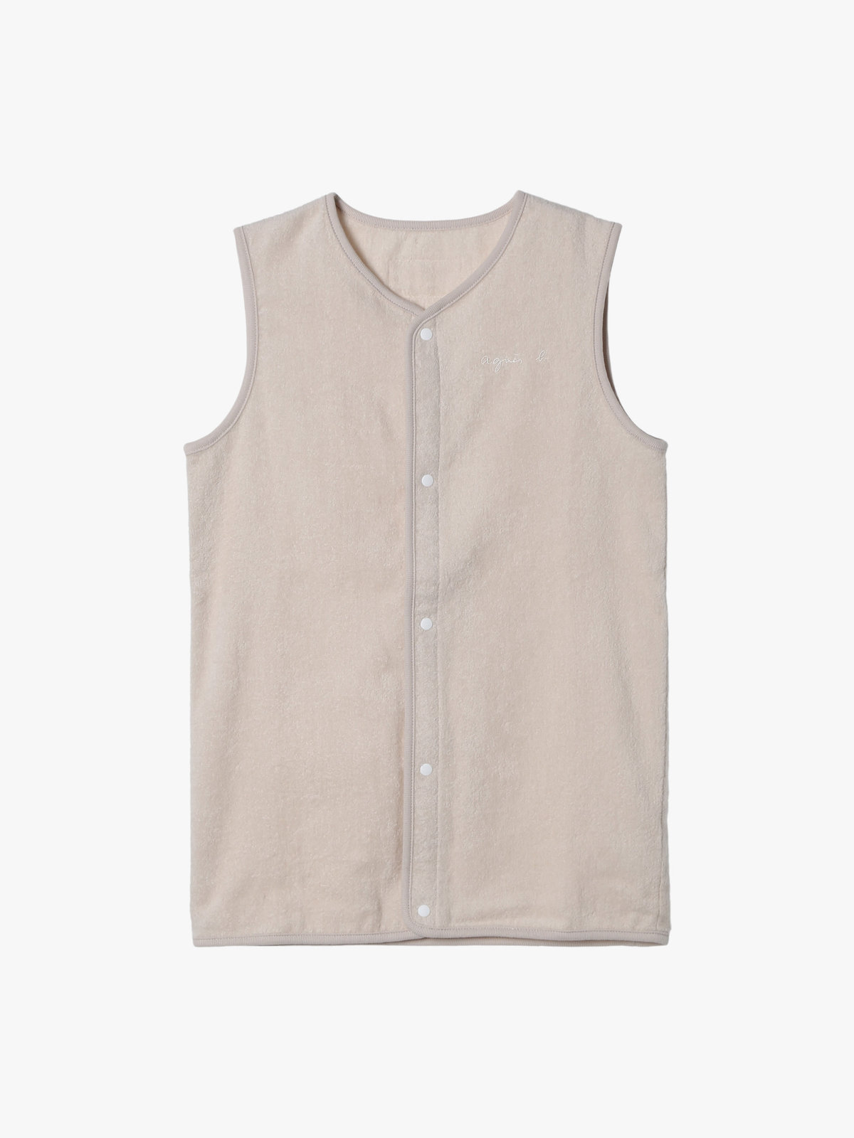 ENFANT ベビー agnes b. × UCHINO ベビー ロゴ コットン パイル スリーパー ベージュ