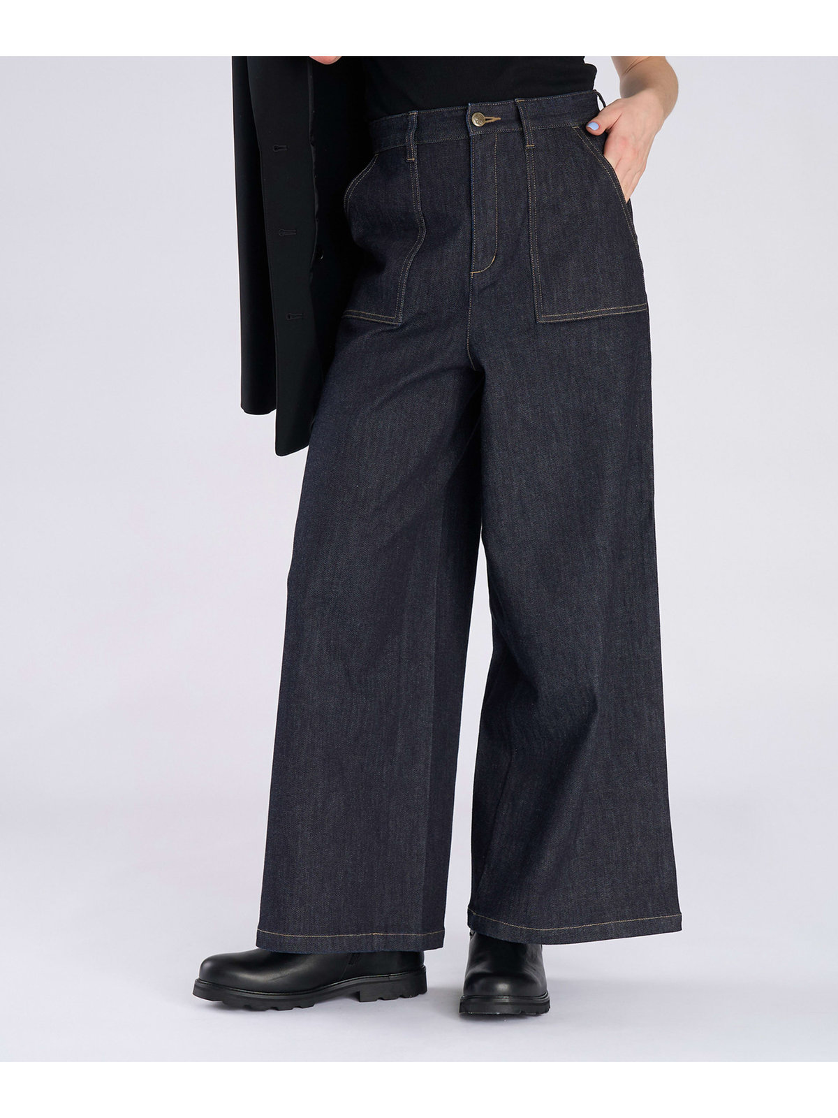 To b. by agnès b. デニム ワイドパンツ ネイビー