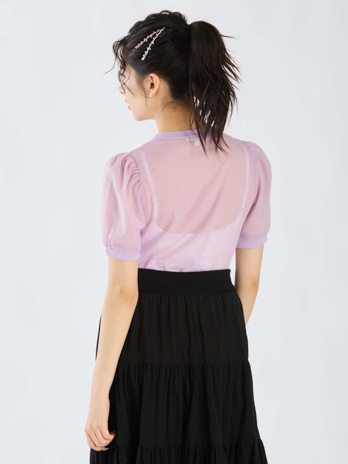 To b. by agnès b. 【Outlet】シアー パフスリーブ Tシャツ パープル系その他