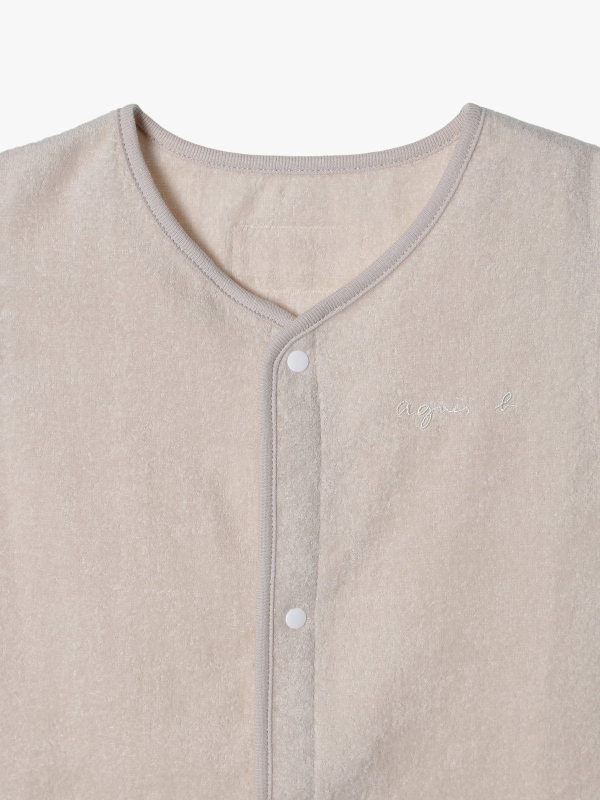 ENFANT ベビー agnes b. × UCHINO ベビー ロゴ コットン パイル スリーパー ベージュ