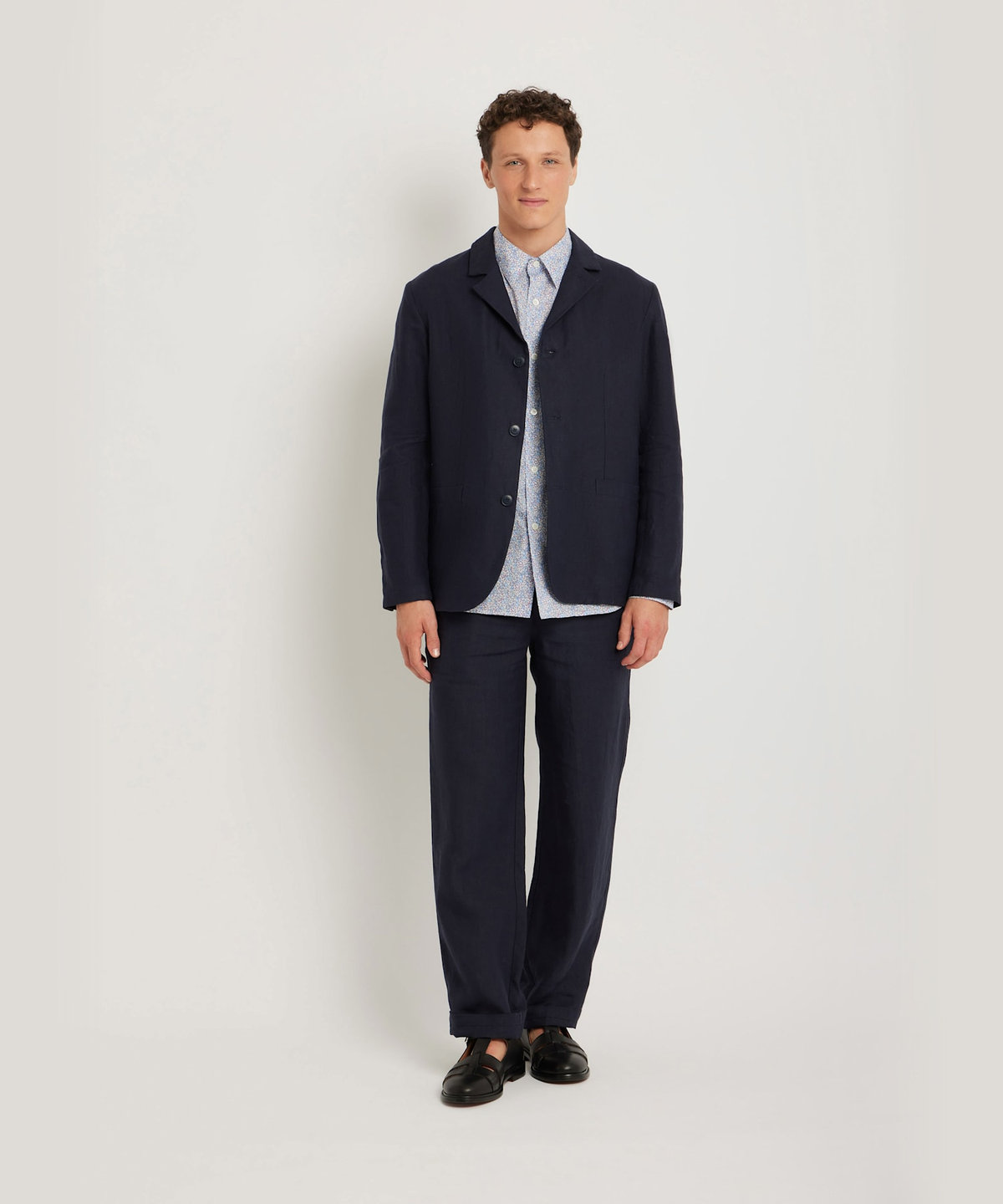 HOMME メンズ メンズ リネン テーラード ジャケット "Maore" ブルー系その他