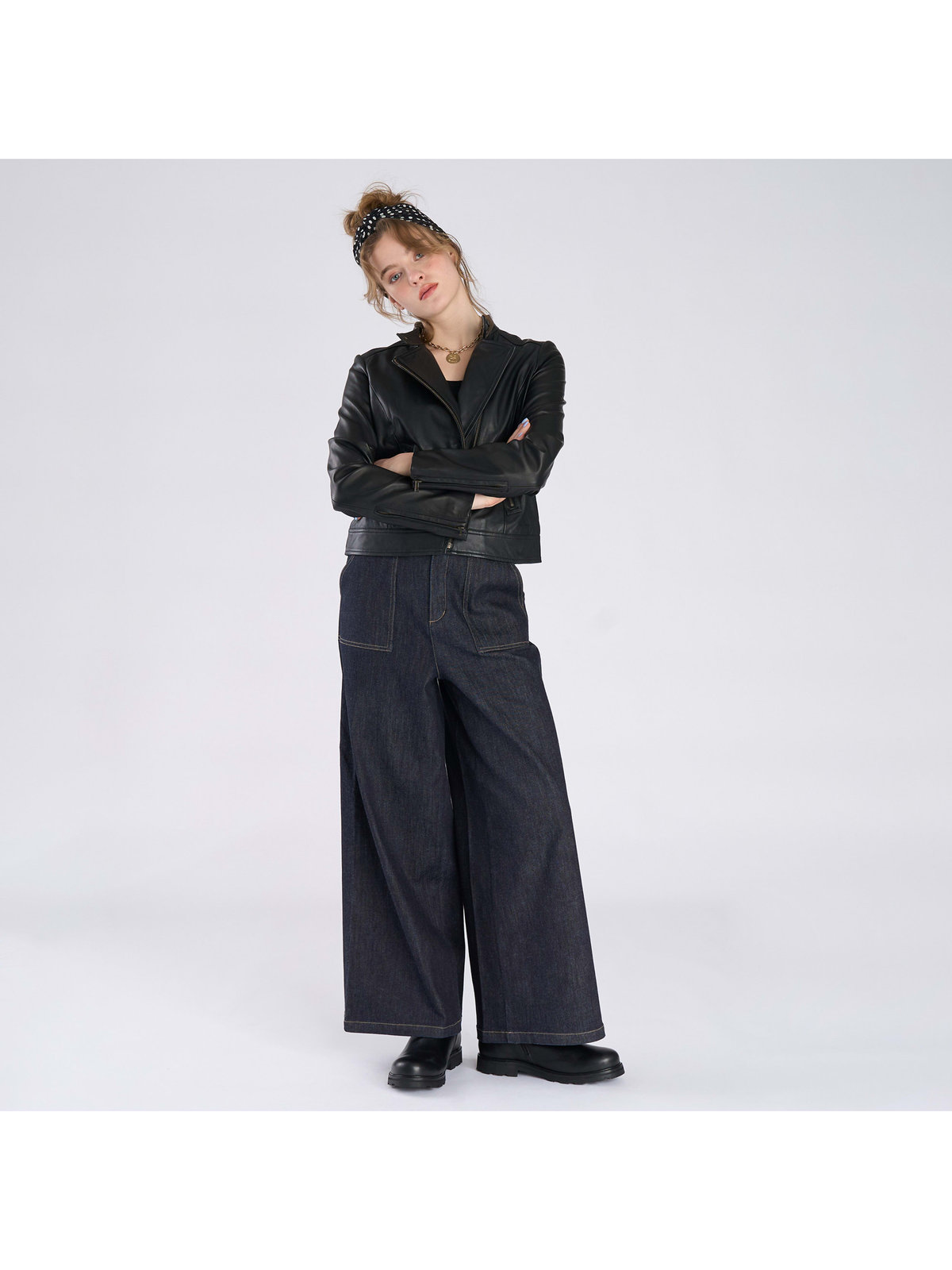 To b. by agnès b. デニム ワイドパンツ ネイビー