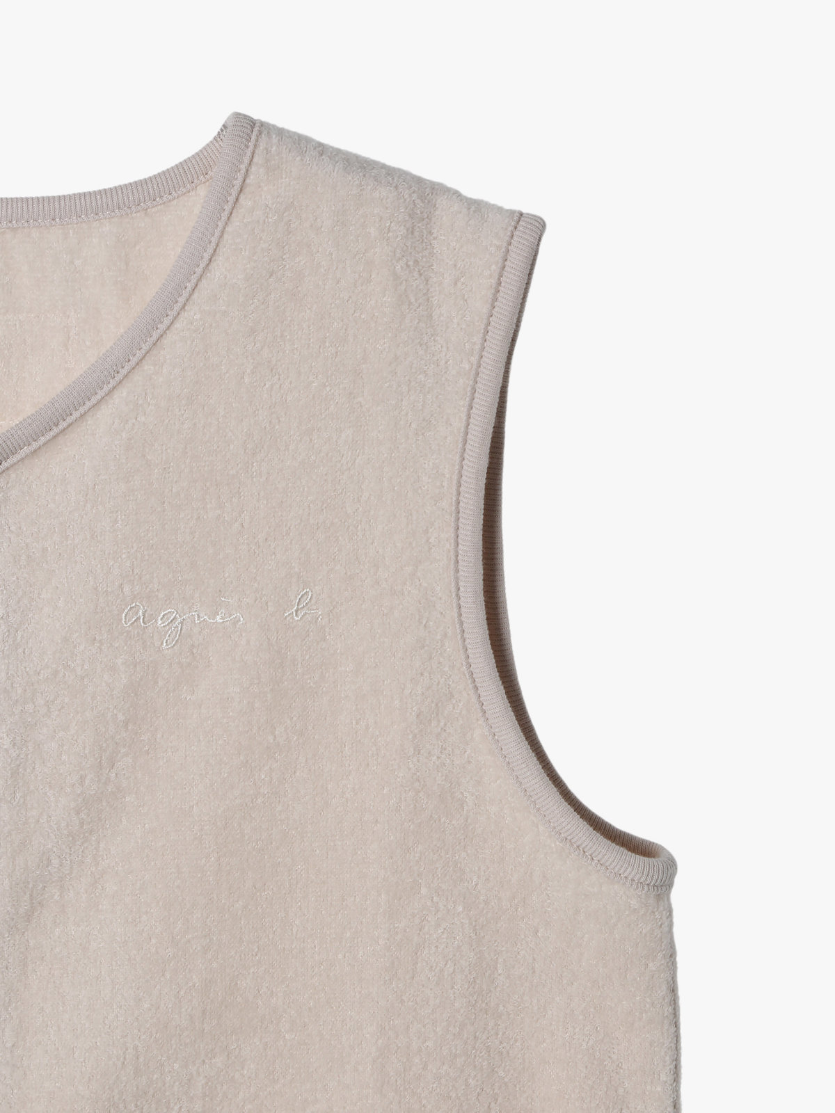 ENFANT ベビー agnes b. × UCHINO ベビー ロゴ コットン パイル スリーパー ベージュ