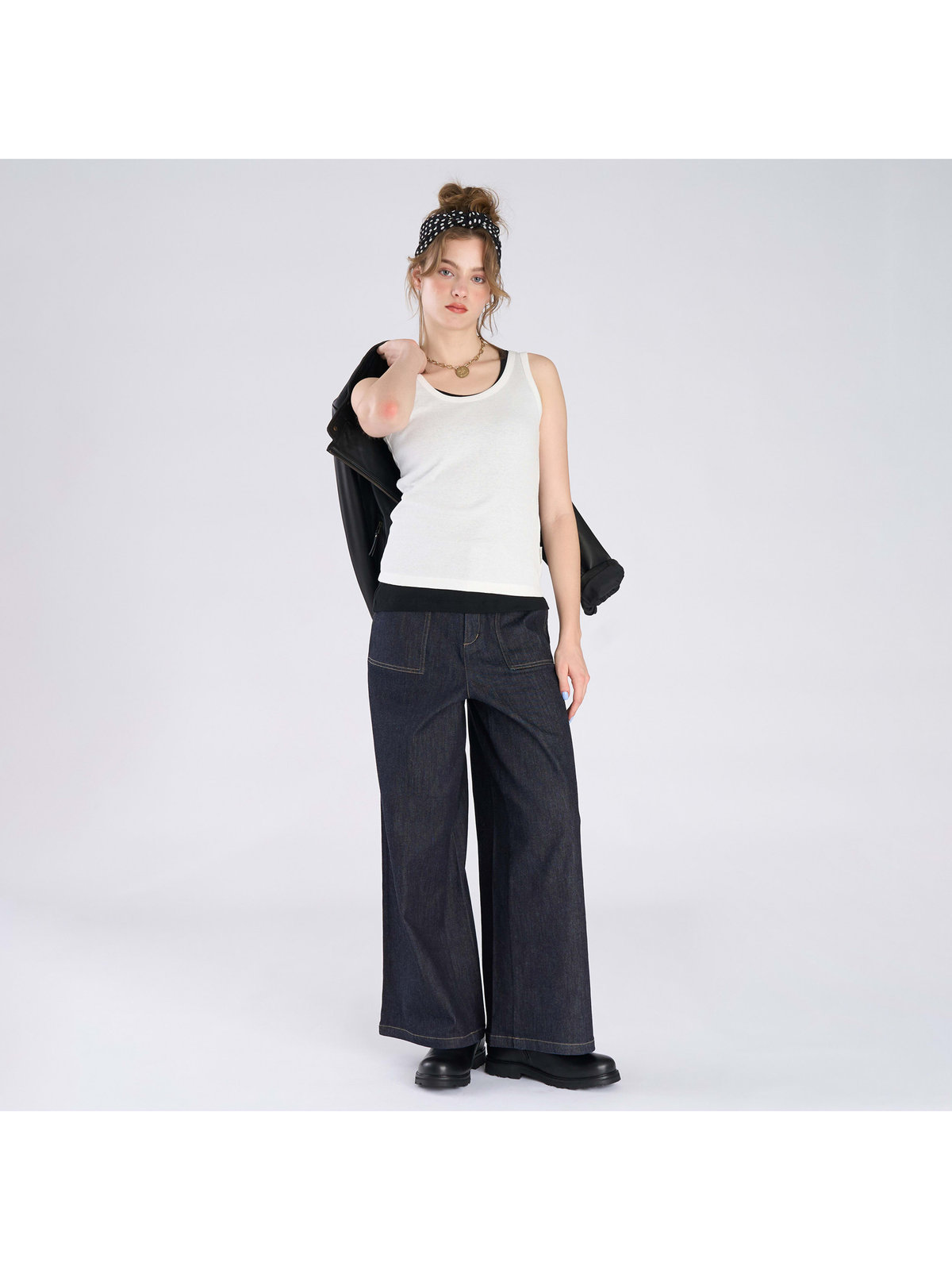 To b. by agnès b. デニム ワイドパンツ ネイビー