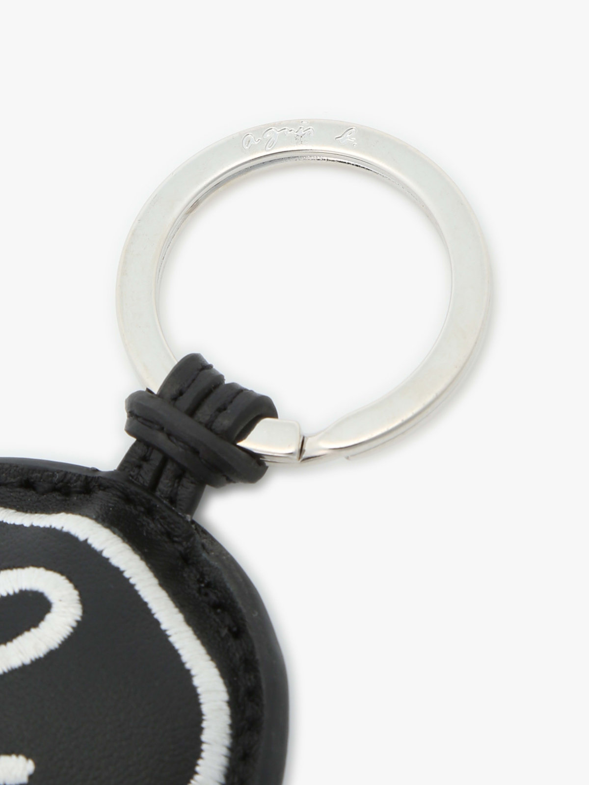 FEMME ウィメンズ ”b.” ロゴ 刺繍 レザー キーリング ブラック