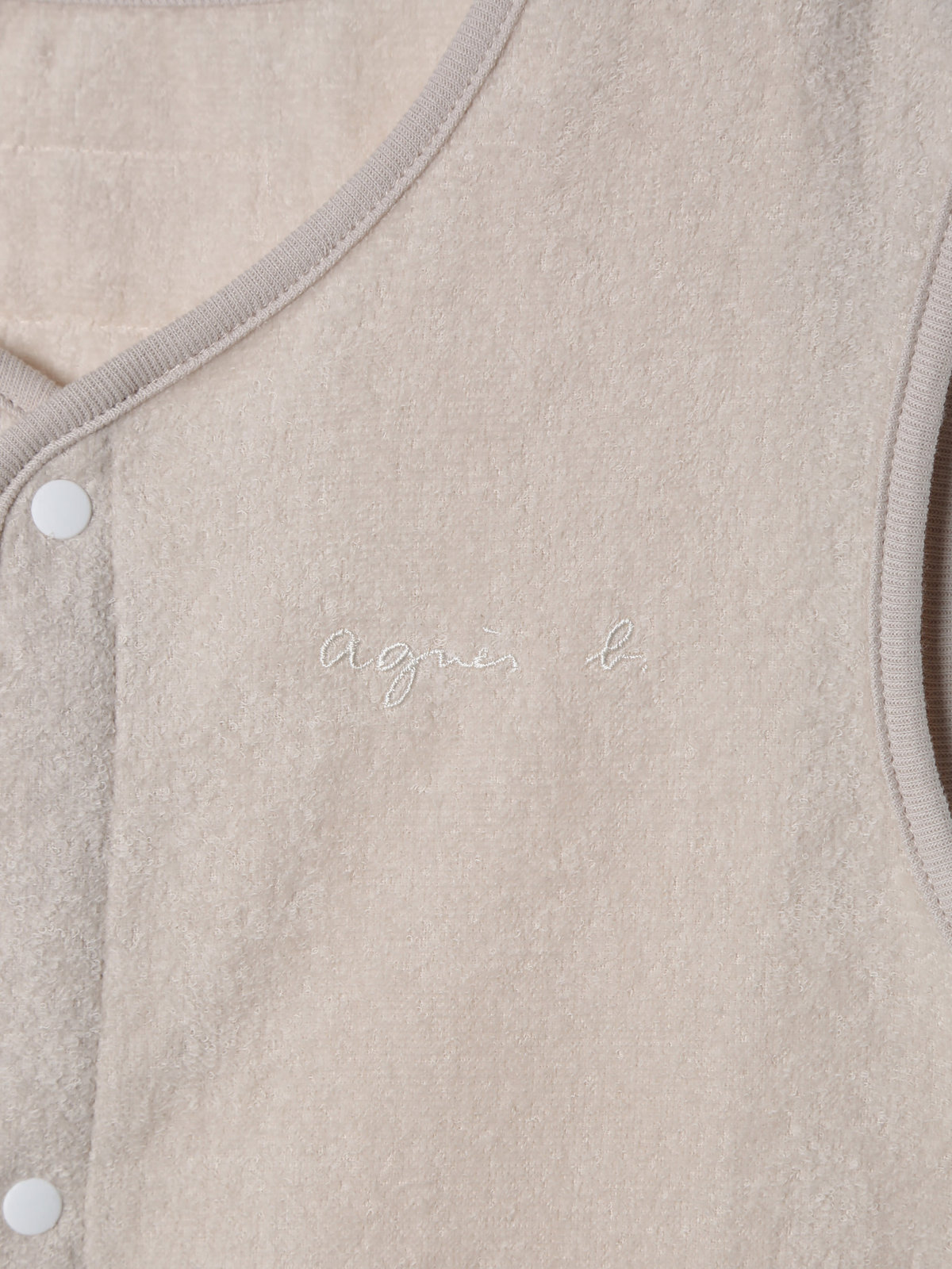 ENFANT ベビー agnes b. × UCHINO ベビー ロゴ コットン パイル スリーパー ベージュ